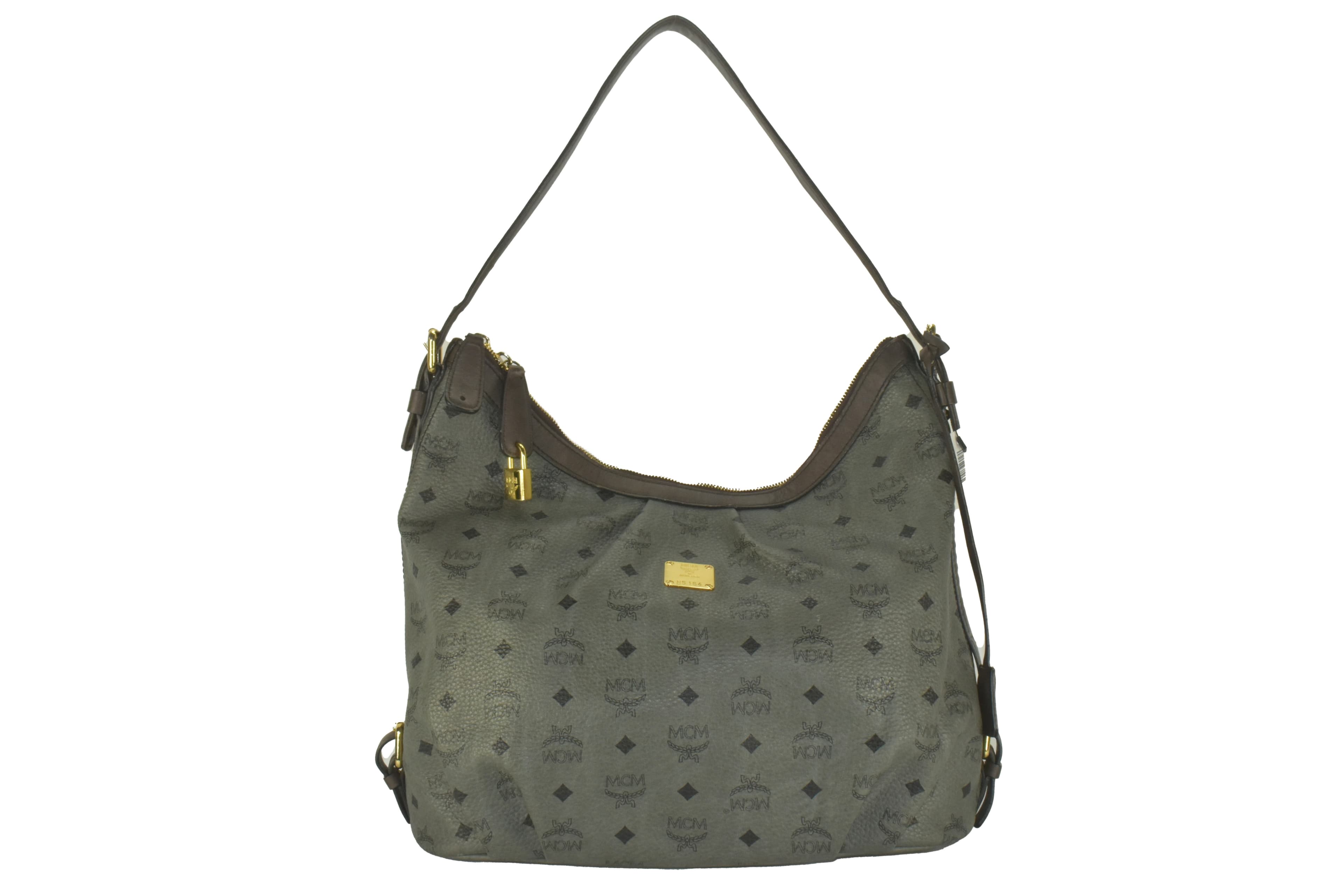 ✅MCM SCHULTERTASCHE LEDER HOBO LEDERTASCHE TASCHE ANTHRAZIT 1643