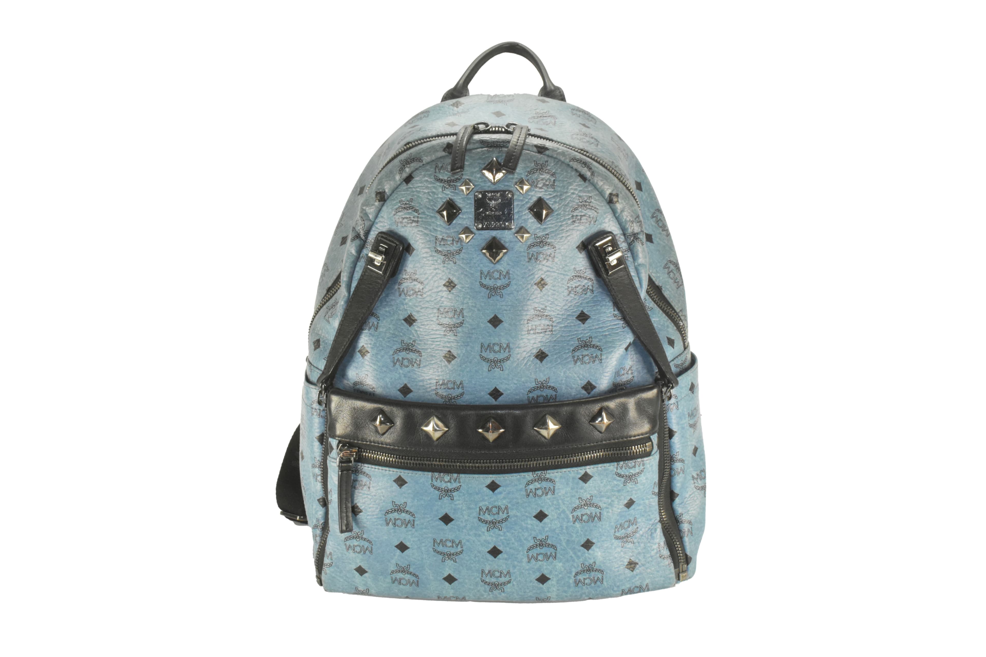 ✅MCM RUCKSACK BLAU TASCHE LEDERTASCHE LEDERRUCKSACK LEDER 2743