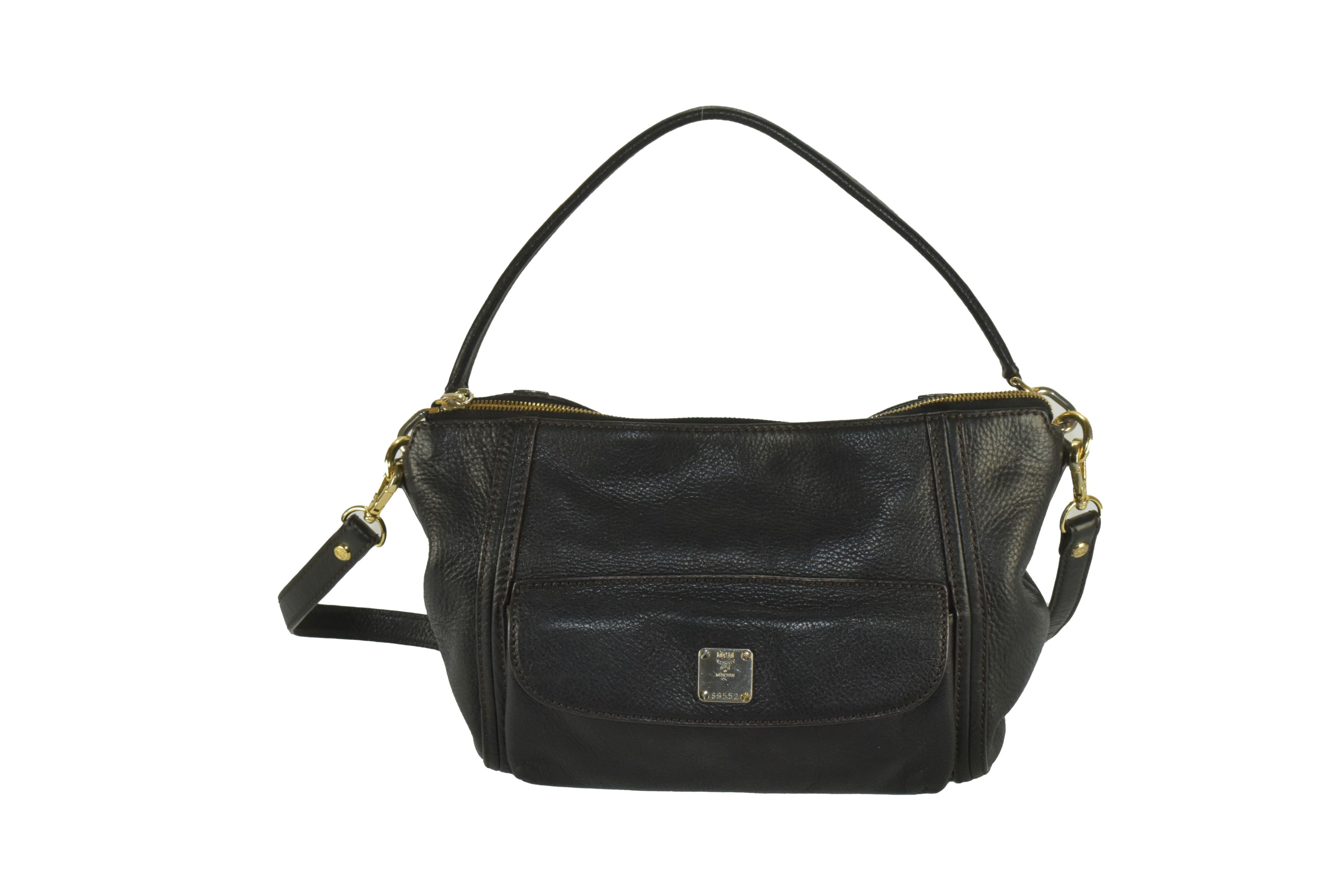 ✅MCM UMHÄNGETASCHE TASCHE LEDERTASCHE HANDTASCHE SCHWARZ 2790