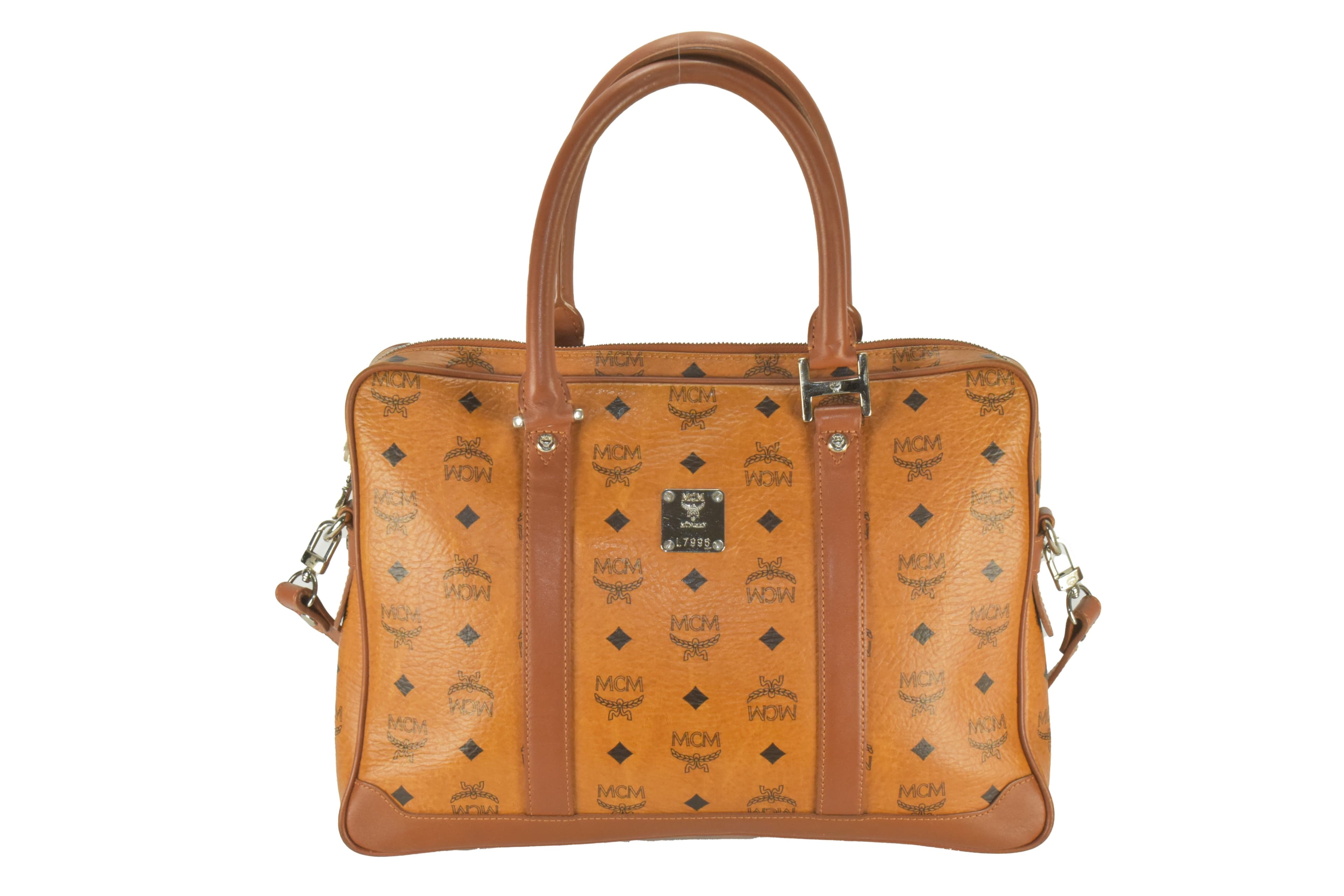 ✅MCM TASCHE AKTENTASCHE LEDERTASCHE SCHULTERTASCHE COGNAC 2788