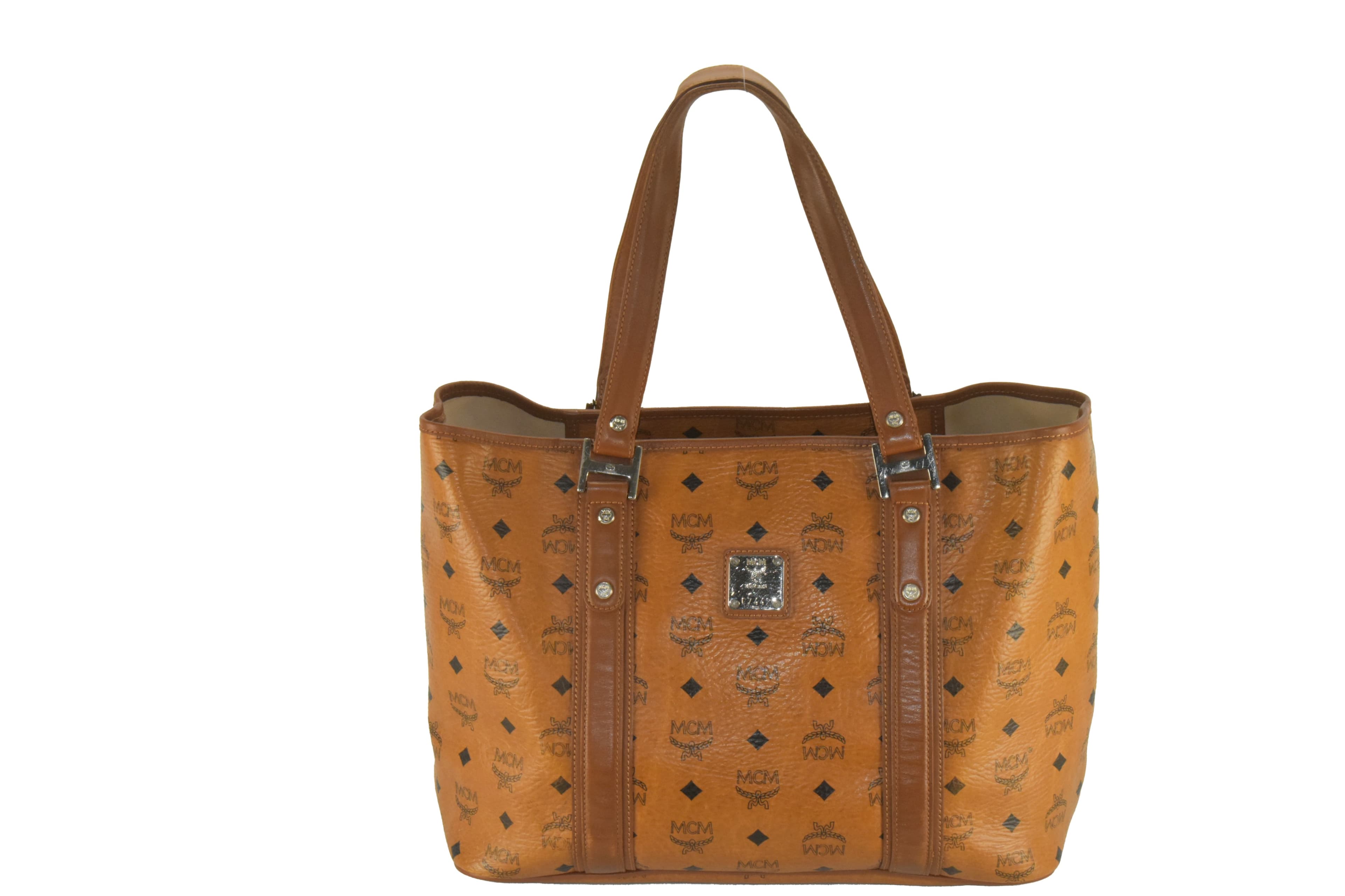 ✅MCM SHOPPER SCHULTERTASCHE LEDERTASCHE TASCHE COGNAC LEDER 2776