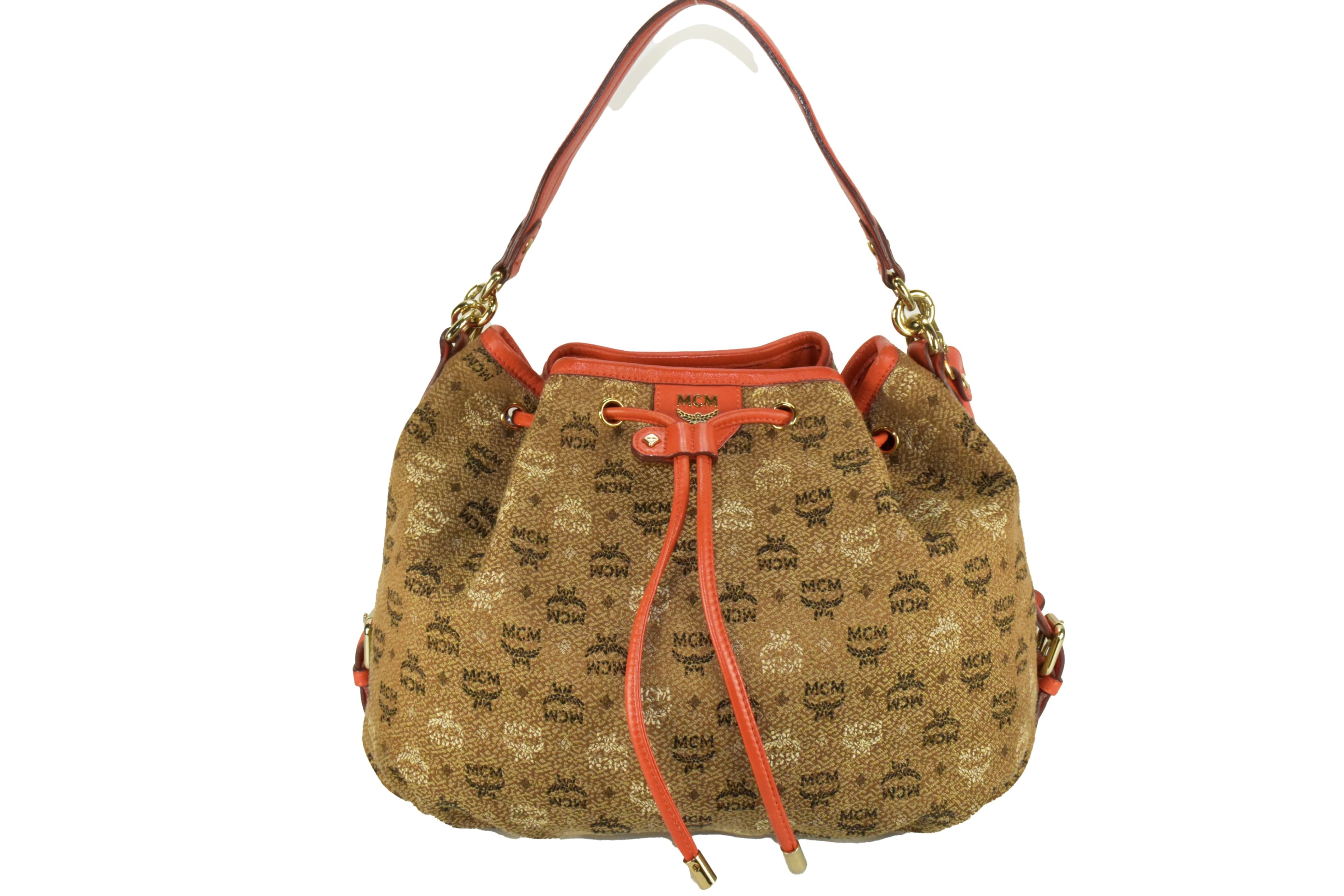 MCM CROSSBODY SCHULTERTASCHE TASCHE STOFF BRAUNWEIß 2827