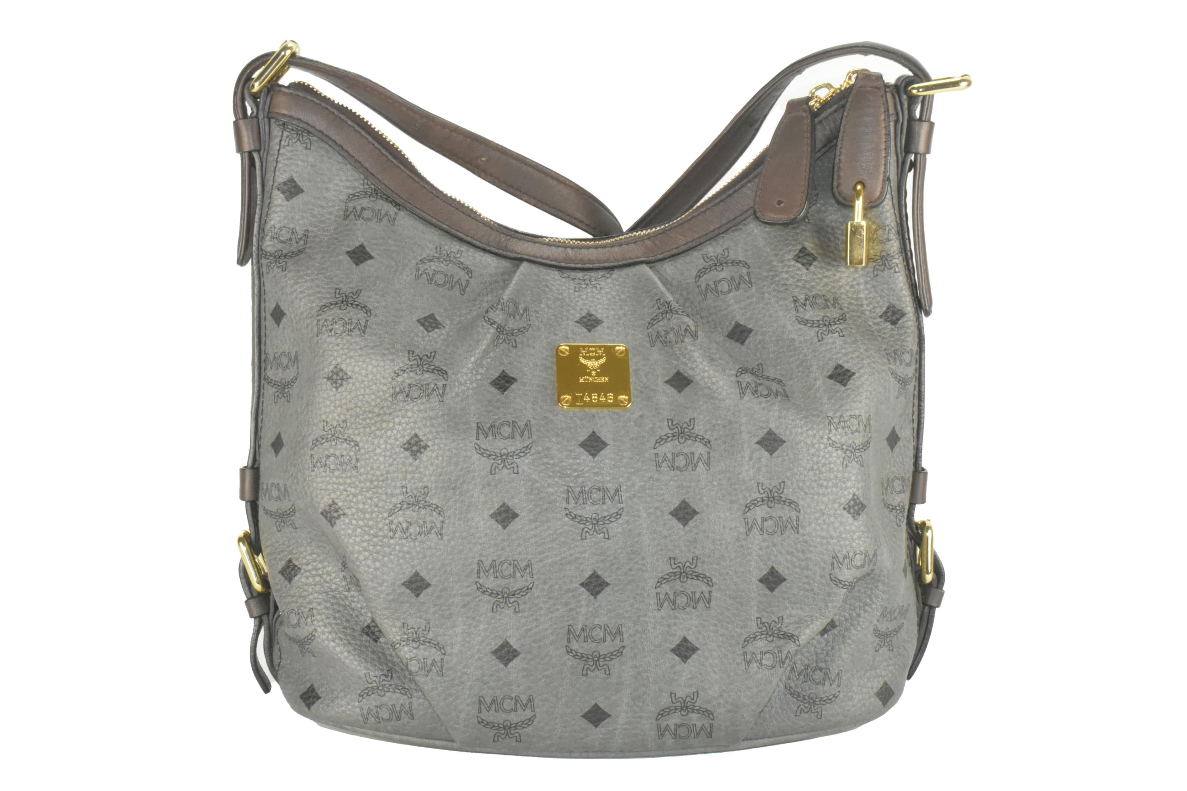 ✅MCM TASCHE SCHULTERTASCHE HOBO CROSSBODY ANTHRAZIT LEDER 2875