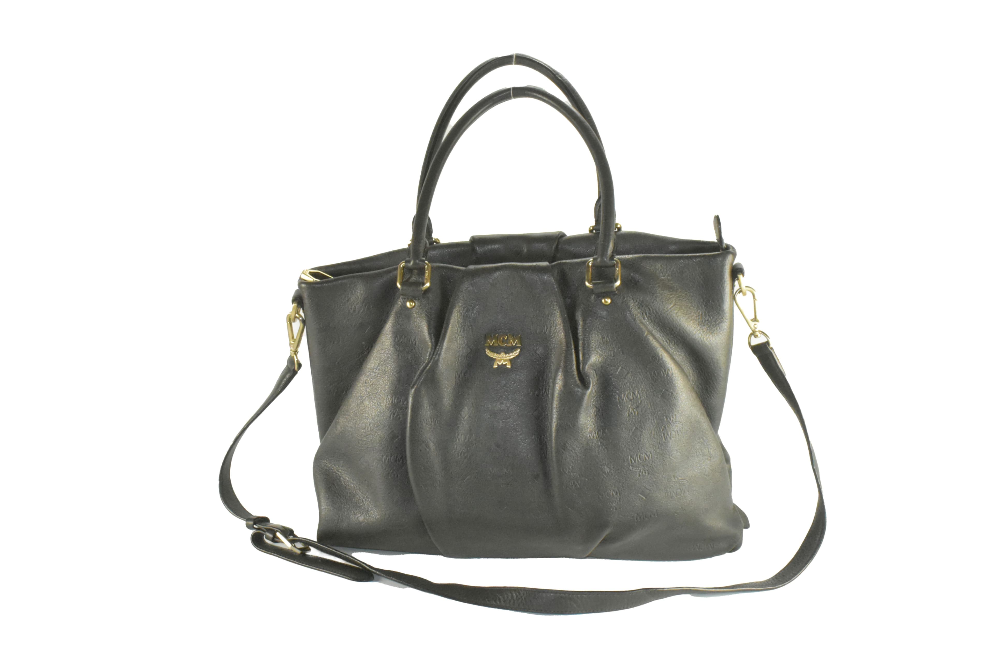 ✅MCM TASCHE SCHULTERTASCHE LEDERTASCHE CROSSBODY SCHWARZ XXL 2953