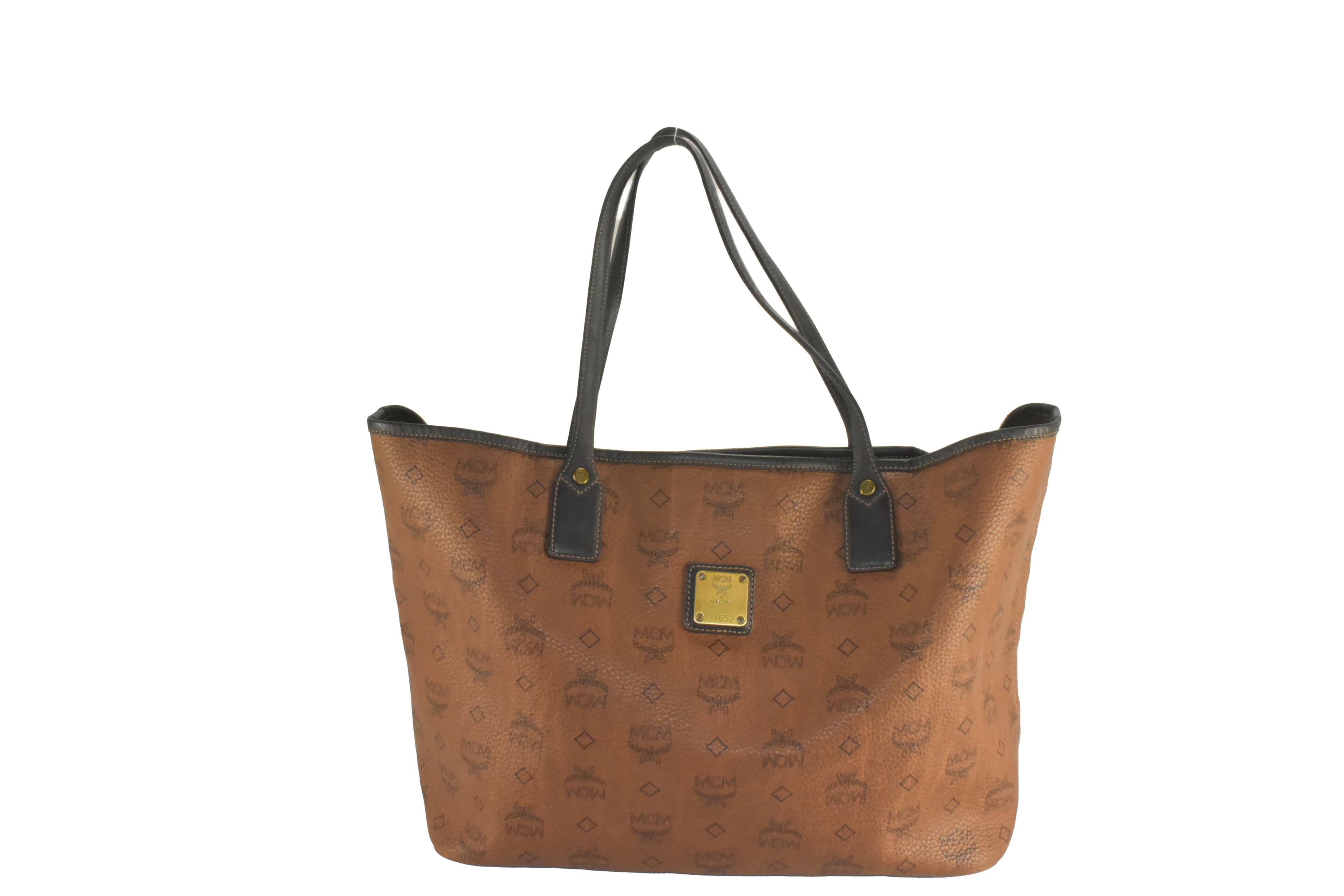 ✅MCM SCHULTERTASCHE HANDTASCHE LEDERTASCHE SHOPPER BRAUN 2942