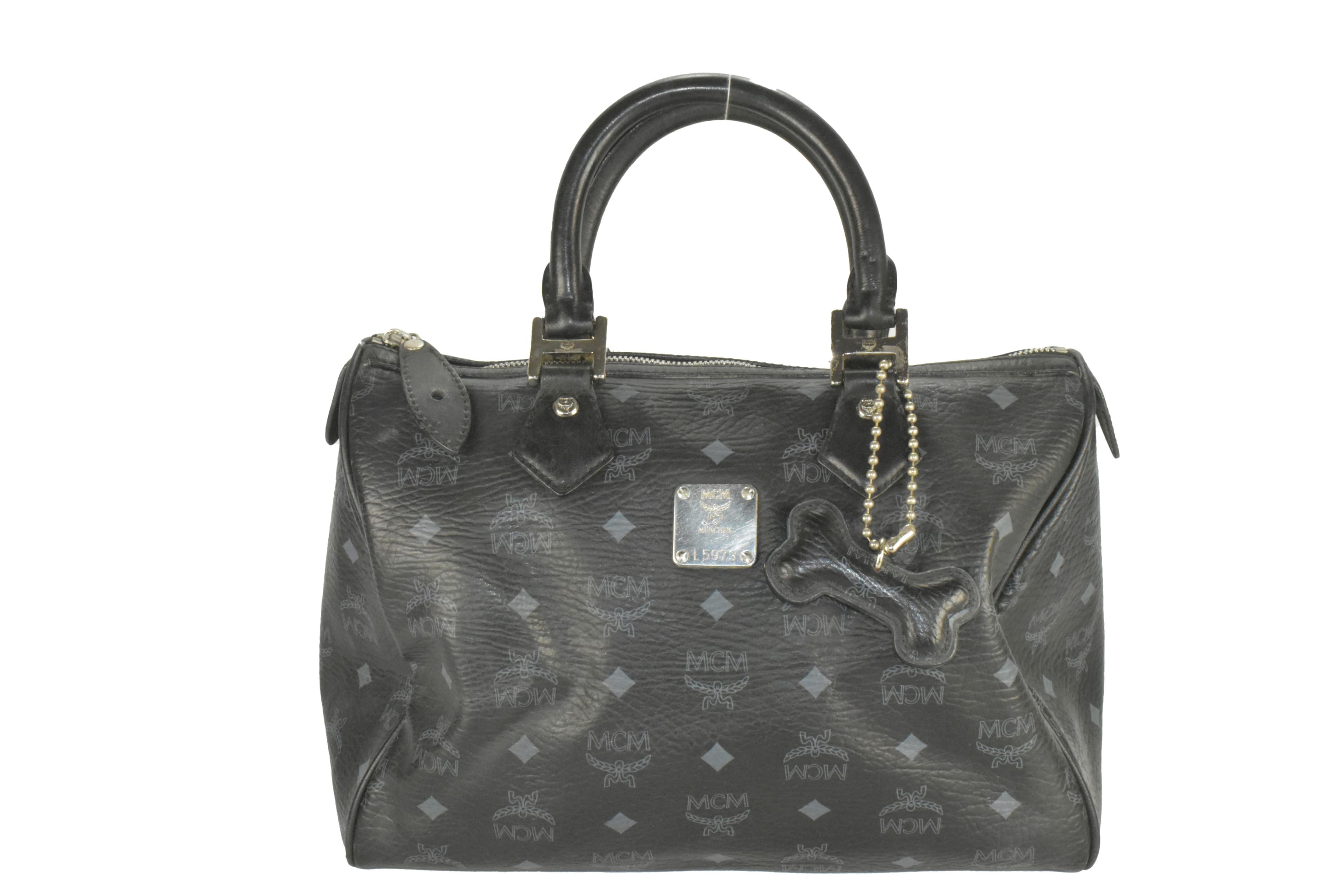✅MCM TASCHE LEDERTASCHE HANDTASCHE BOSTON LEDER SCHWARZ 2951