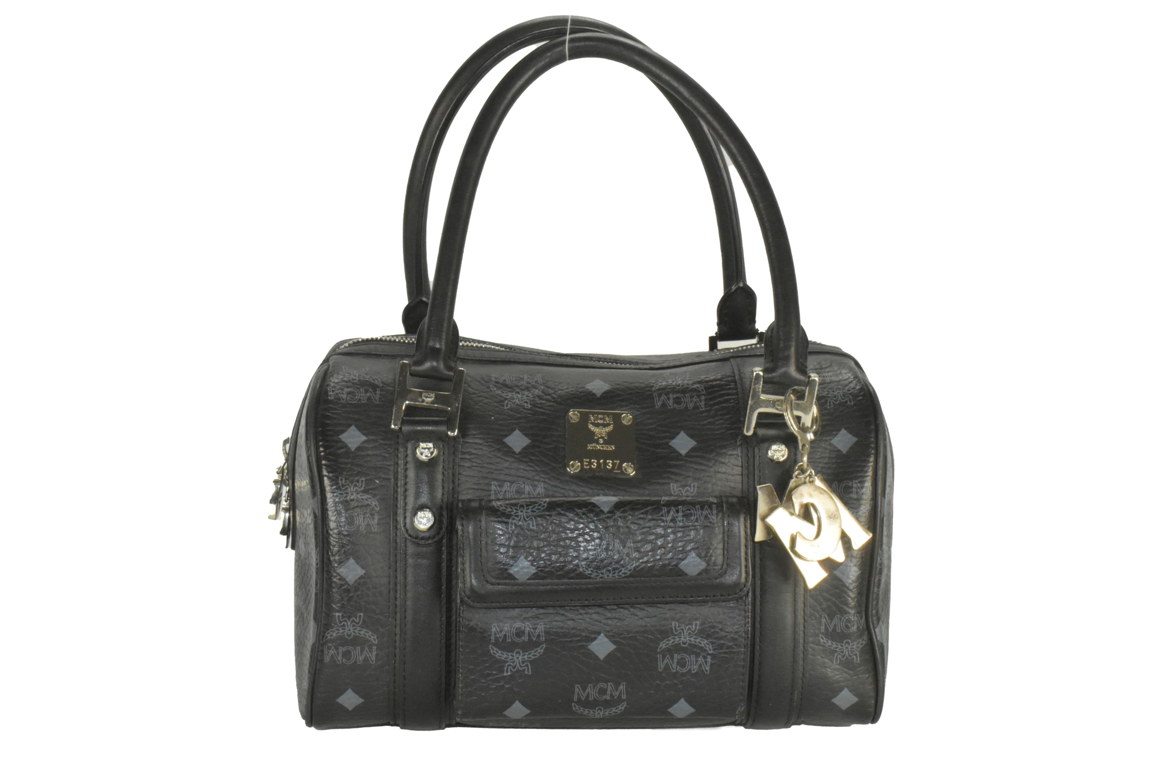 ✅MCM TASCHE HANDTASCHE BOSTON LEDERTASCHE LEDER SCHWARZ 2932
