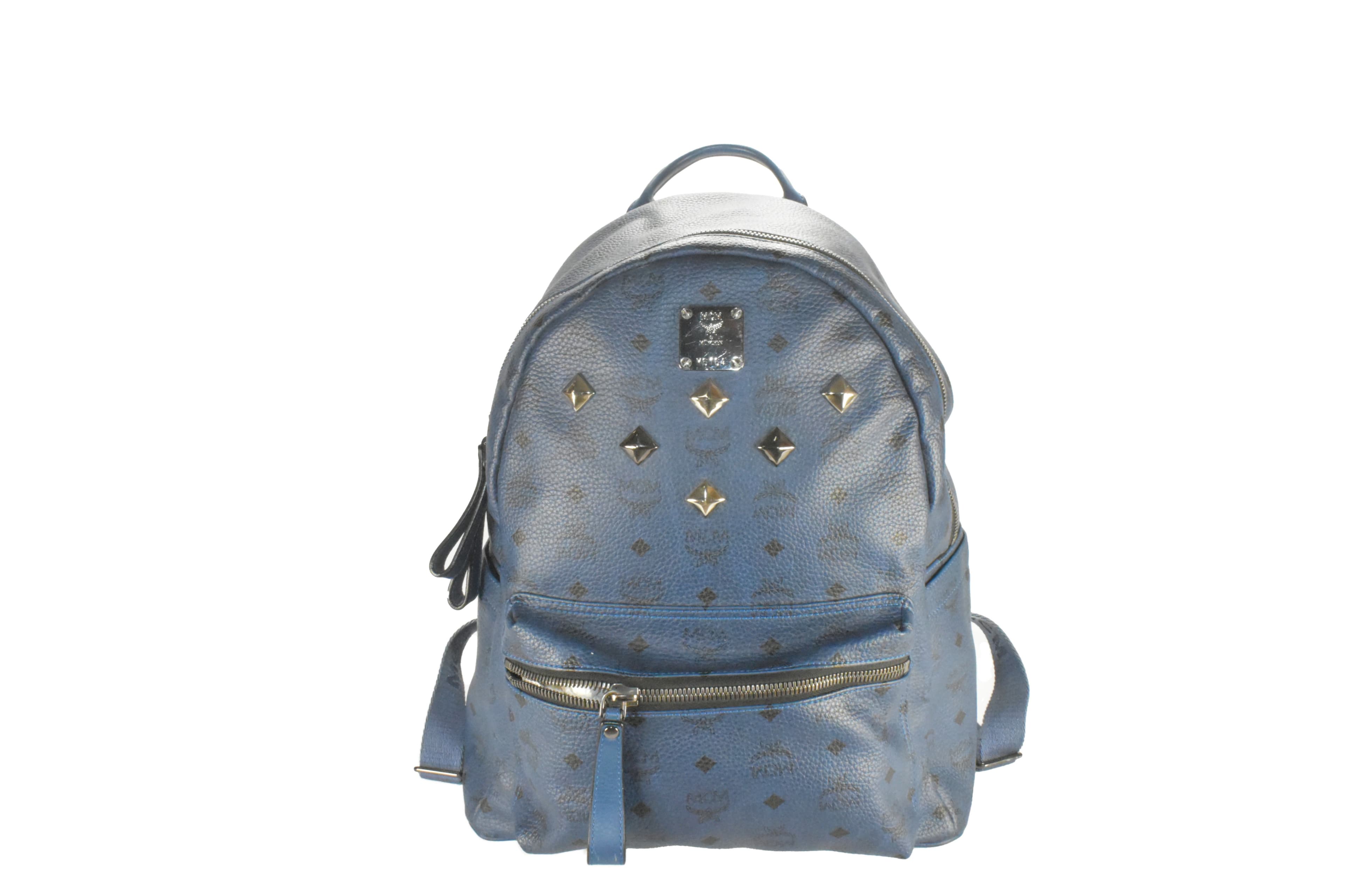 ✅MCM RUCKSACK TASCHE LEDERTASCHE LEDERRUCKSACK LEDER BLAU 3047