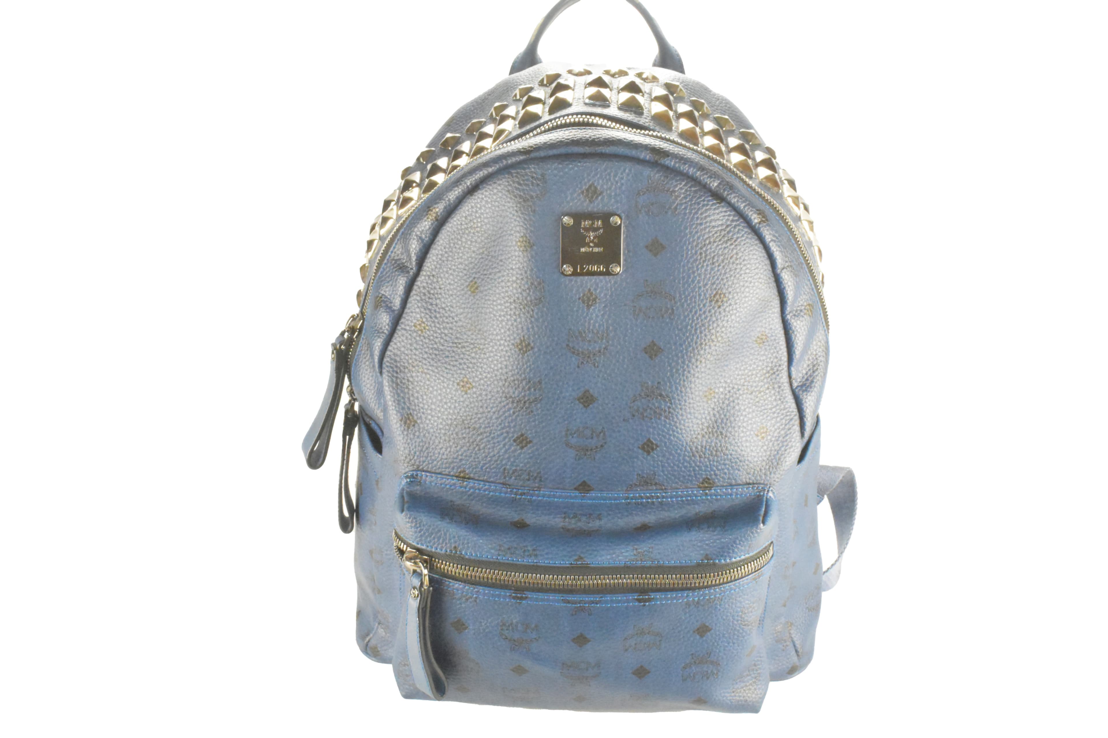 ✅MCM RUCKSACK TASCHE LEDERTASCHE LEDERRUCKSACK LEDER BLAU 3071