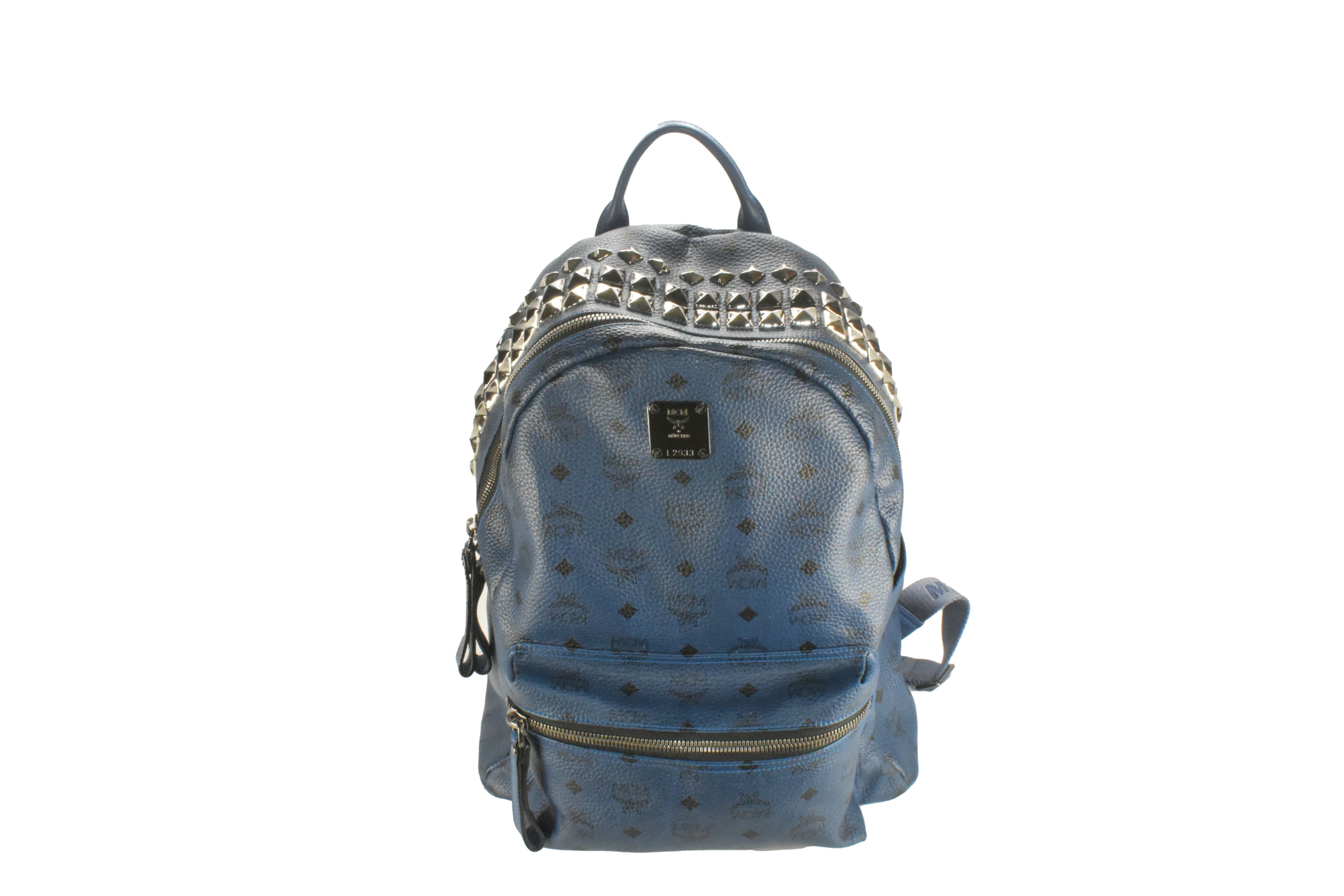 ✅MCM RUCKSACK TASCHE LEDERTASCHE LEDERRUCKSACK LEDER BLAU 3072