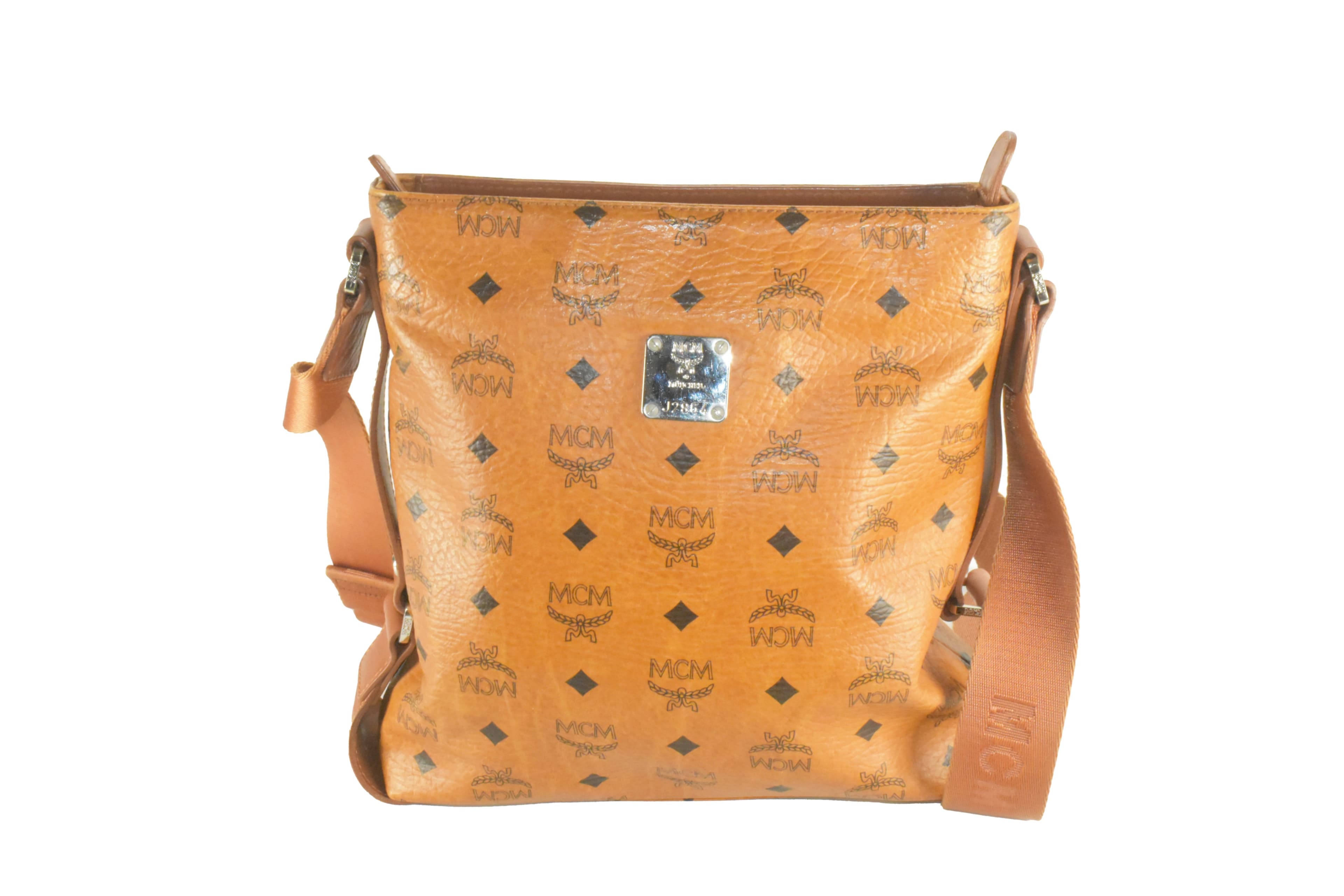 ✅MCM HERREN DAMEN UMHÄNGETASCHE SCHULTERTASCHE TASCHE COGNAC 3161