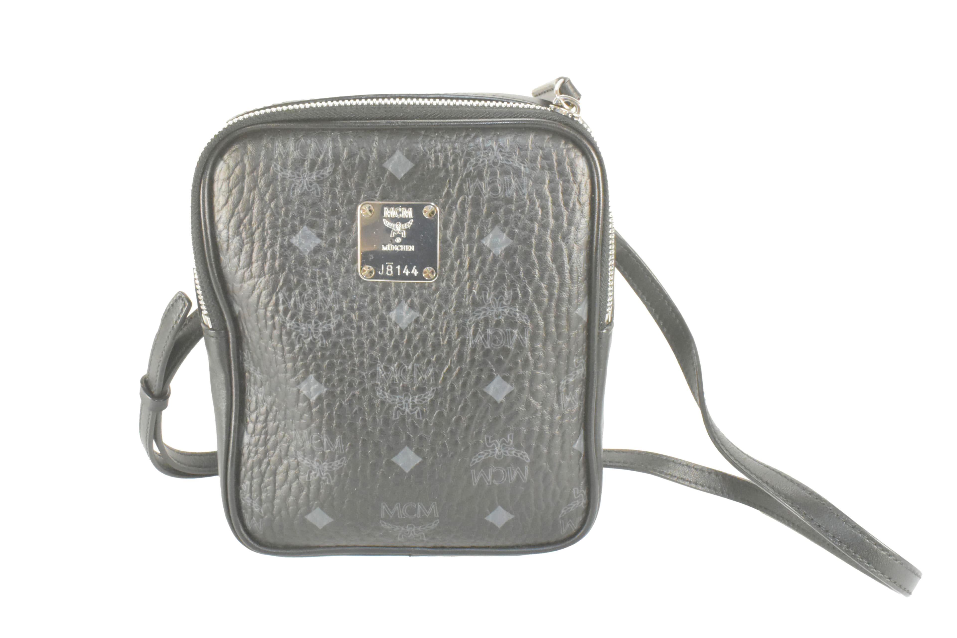 ✅MCM HANDTASCHE LEDERTASCHE LEDER TASCHE SCHWARZ 3174
