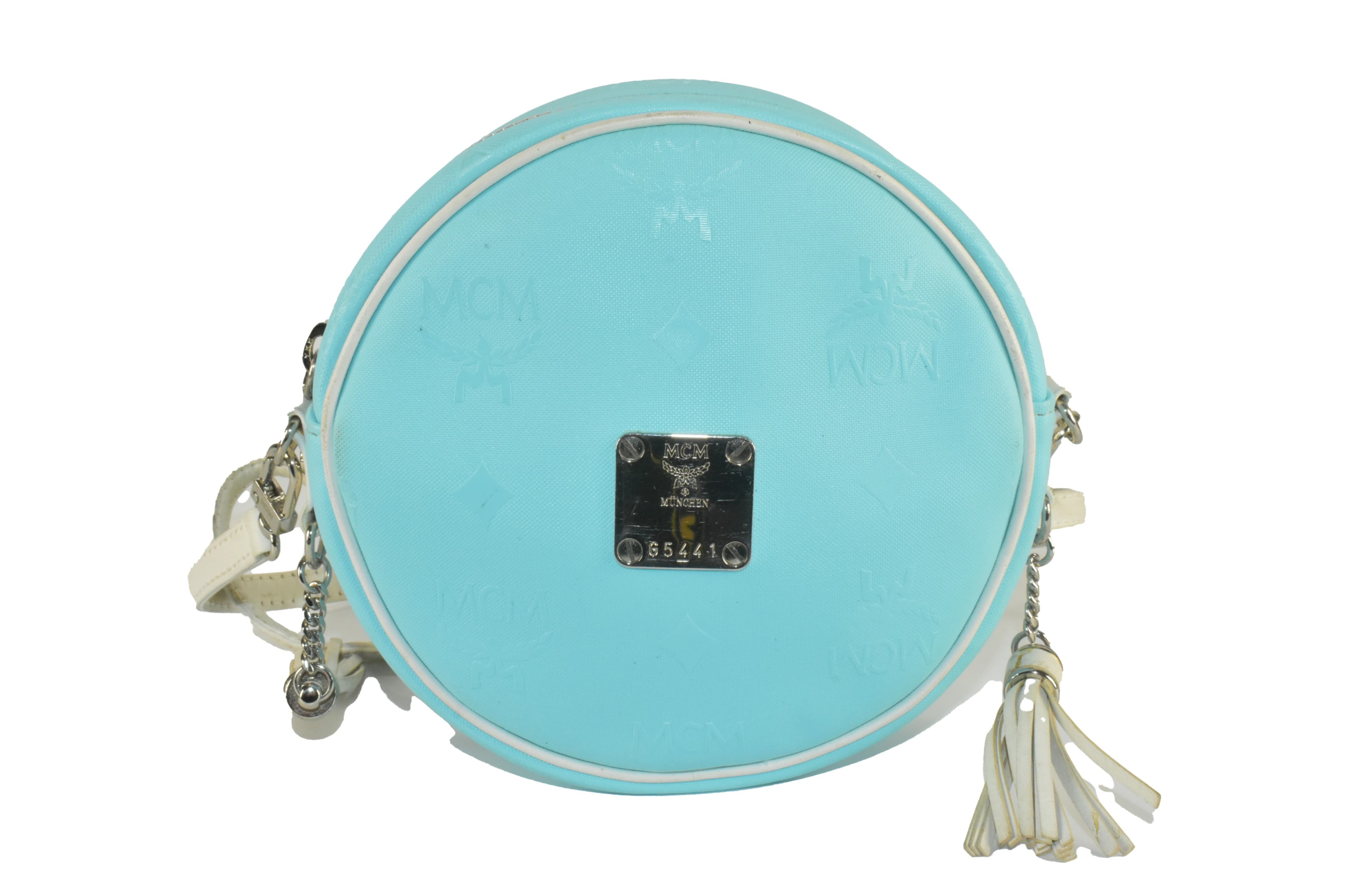 ✅MCM TAMBOURIN vintmarket.de CROSSBODY UMHÄNGETASCHE BLAU 3275