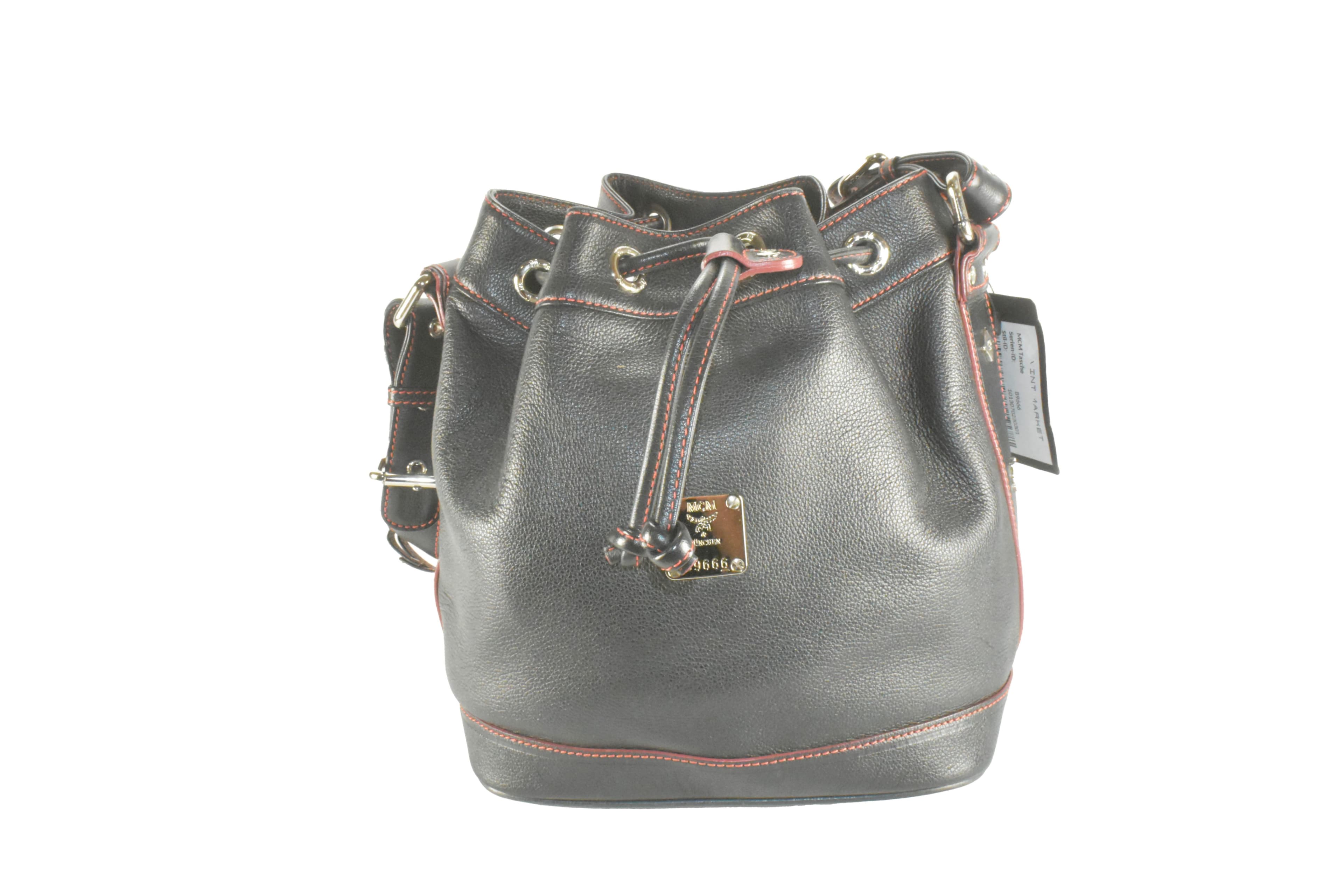 ✅MCM TASCHE BEUTELTASCHE vintmarket.de SCHWARZ LEDER 2109