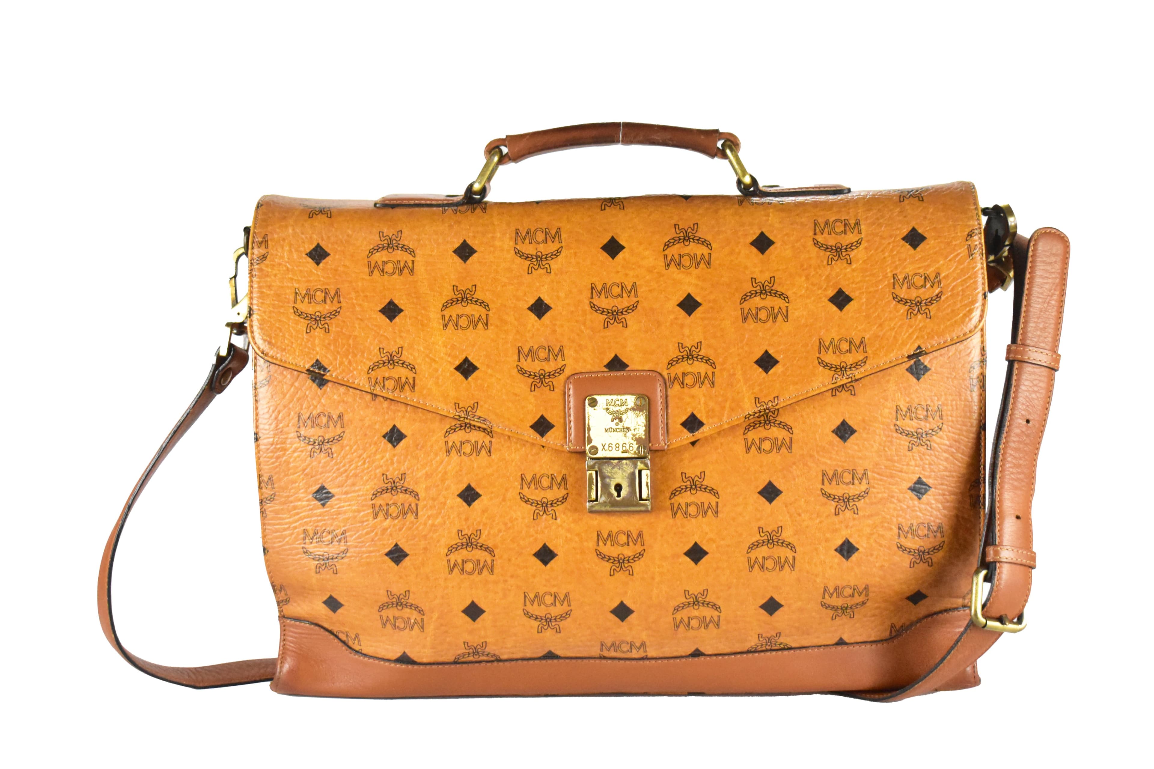 ✅MCM TASCHE AKTENTASCHE vintmarket.de SCHULTERTASCHE COGNAC 3792