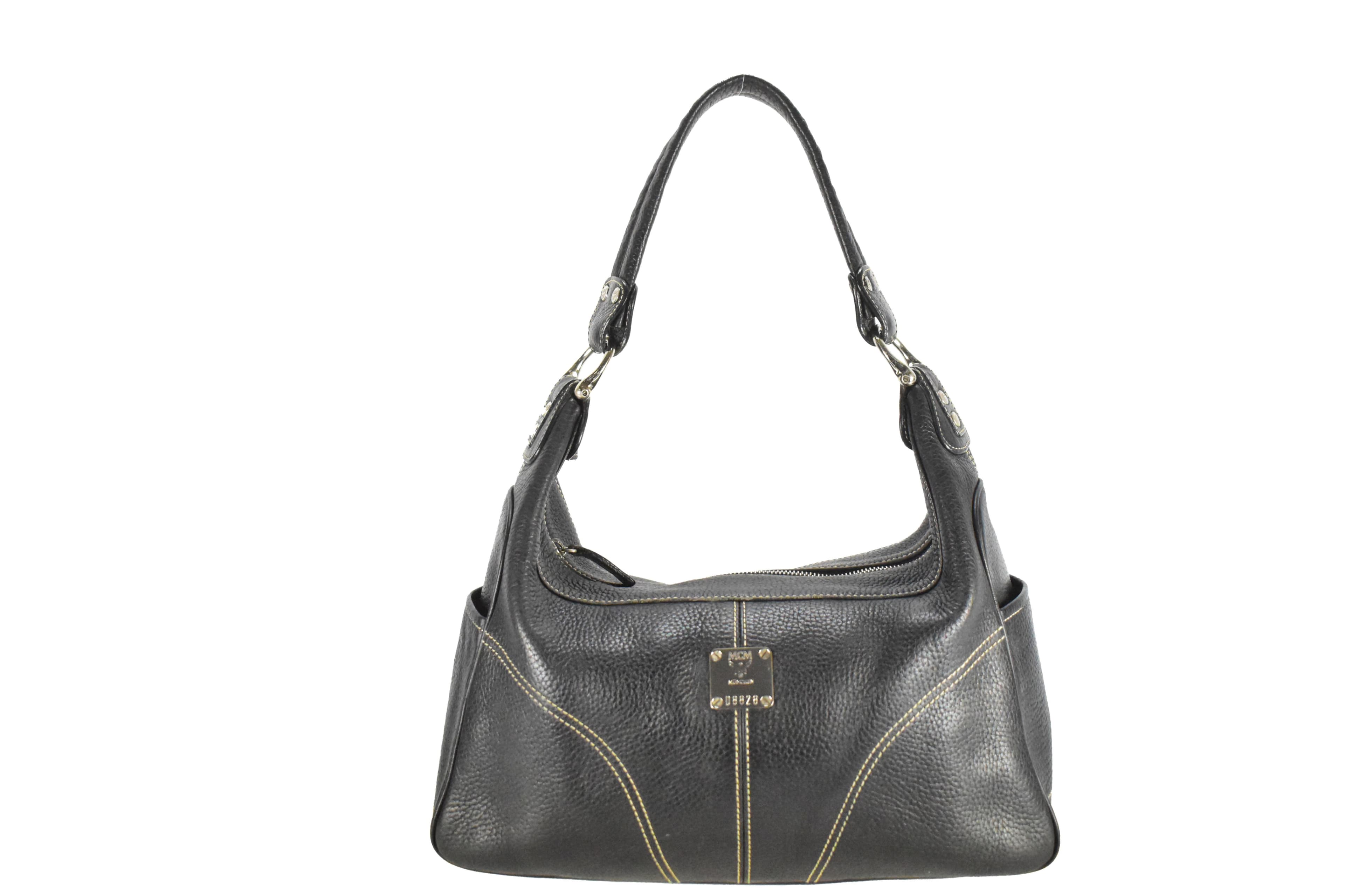 ✅MCM TASCHE SCHULTERTASCHE LEDER vintmarket.de SCHWARZ 3914