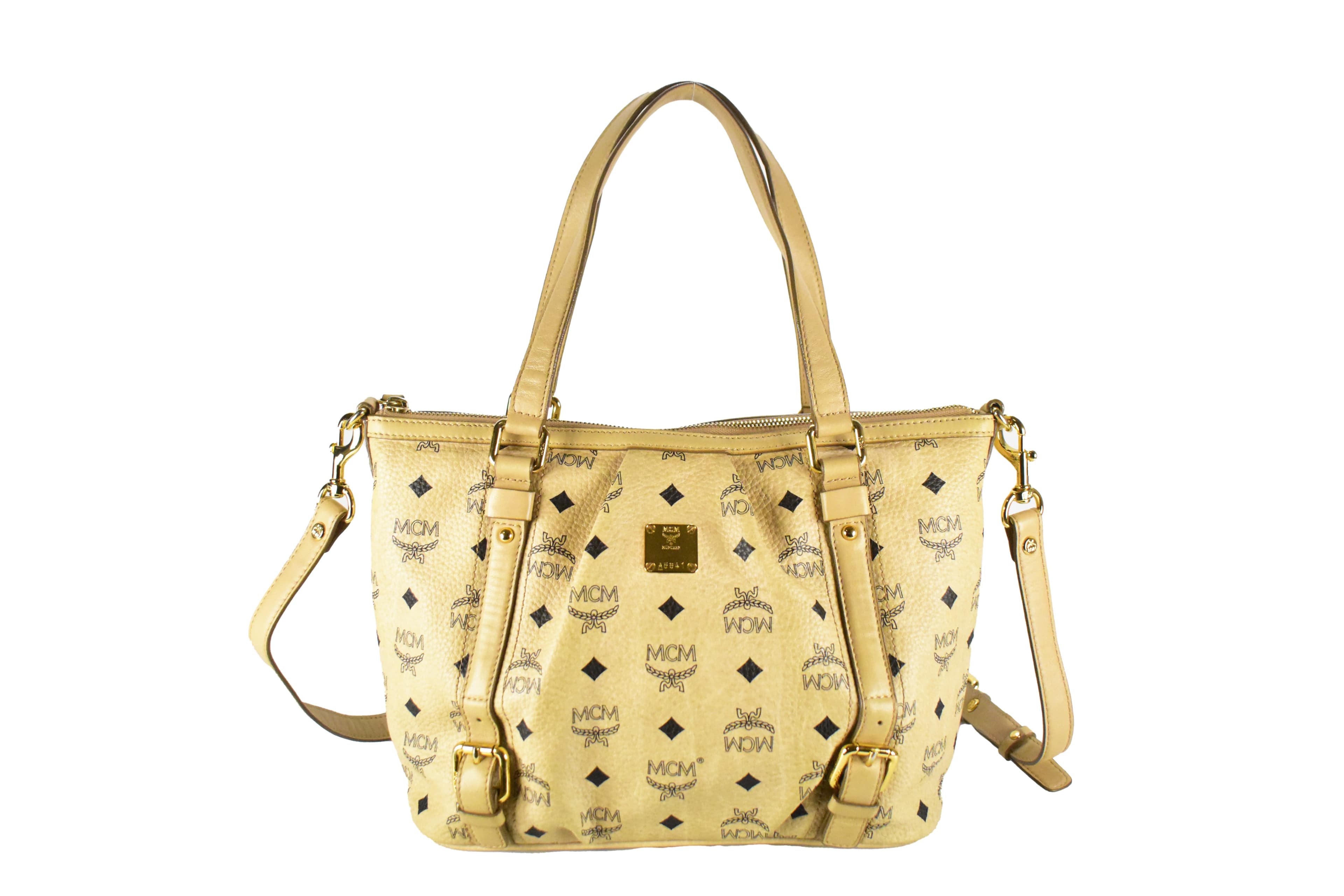 MCM SCHULTERTASCHE vintmarket.de LEDERTASCHE CROSSBODY BEIGE 3938