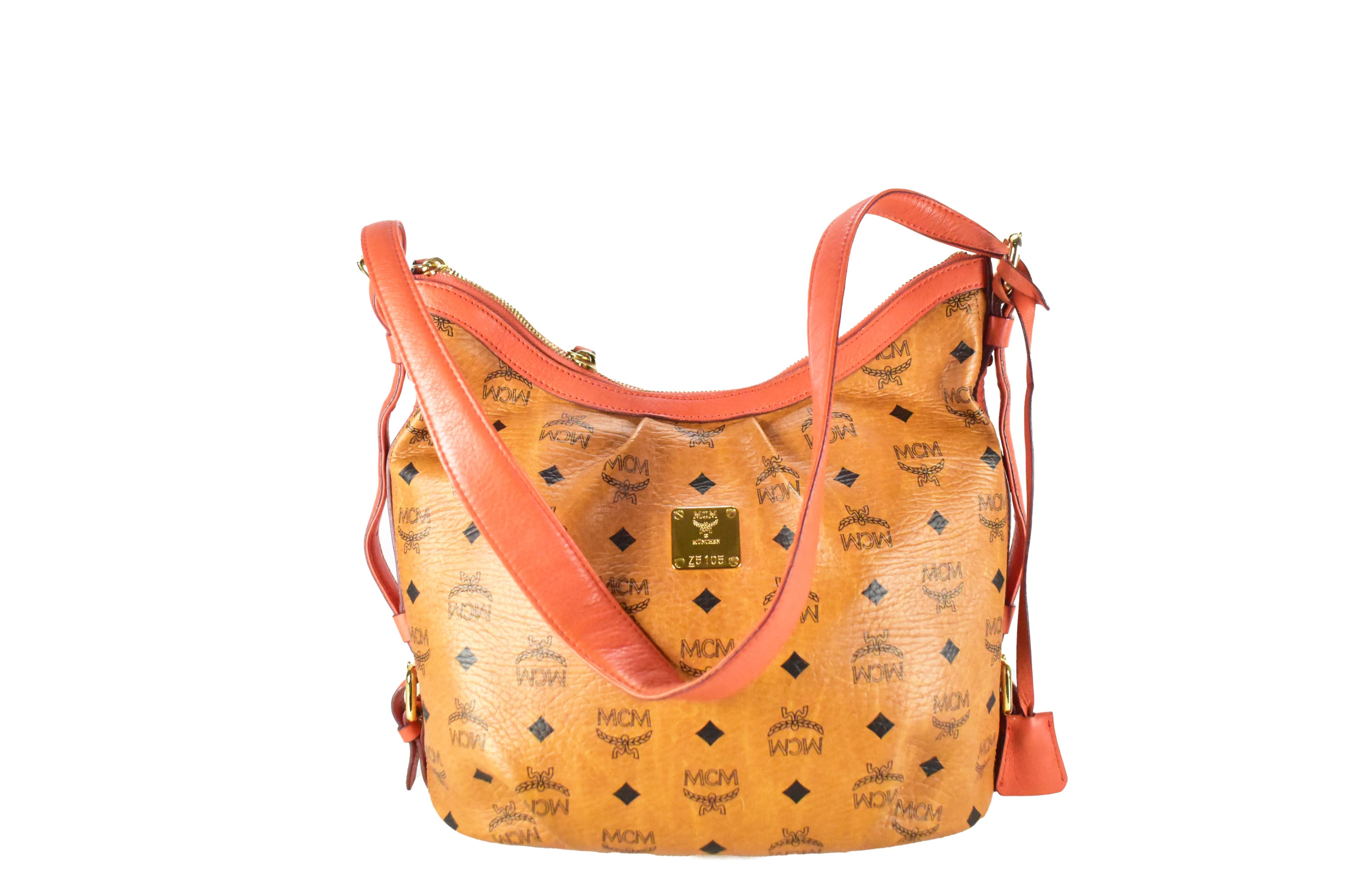✅MCM SCHULTERTASCHE vintmarket.de HOBO CROSSBODY COGNAC ROT 3940