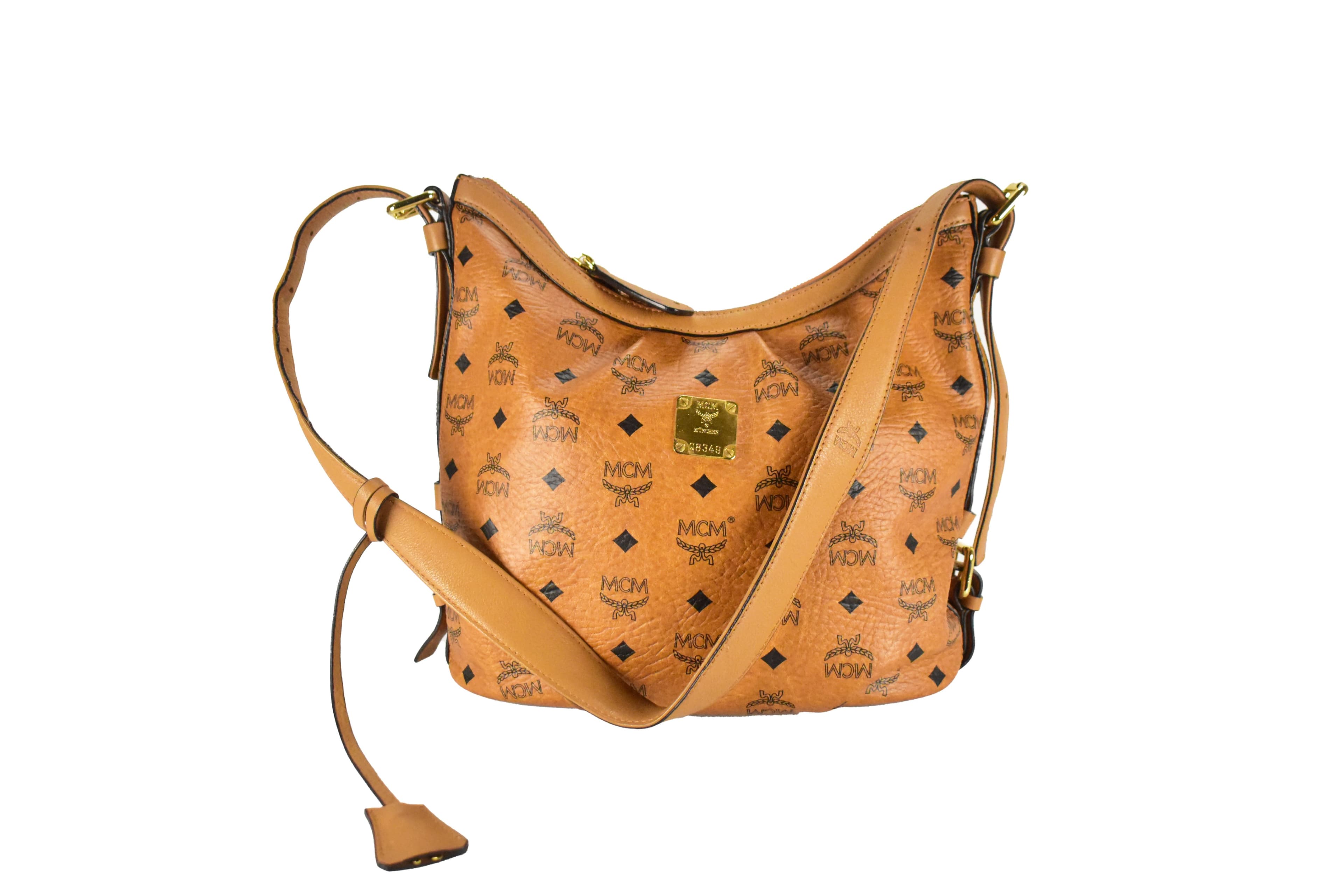 MCM UMHÄNGETASCHE vintmarket.de CROSSBODY KLEIN HOBO COGNAC 3942