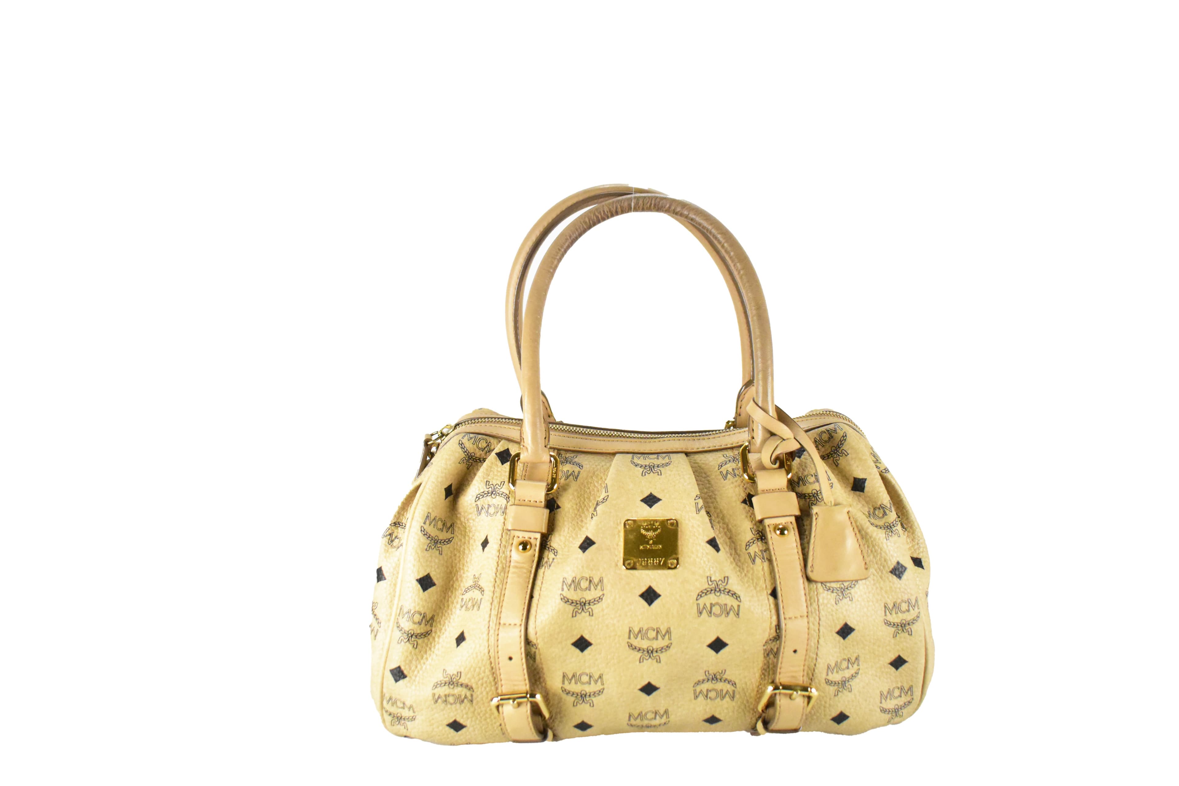✅MCM SCHULTERTASCHE vintmarket.de BOWLING TASCHE BEIGE 3951