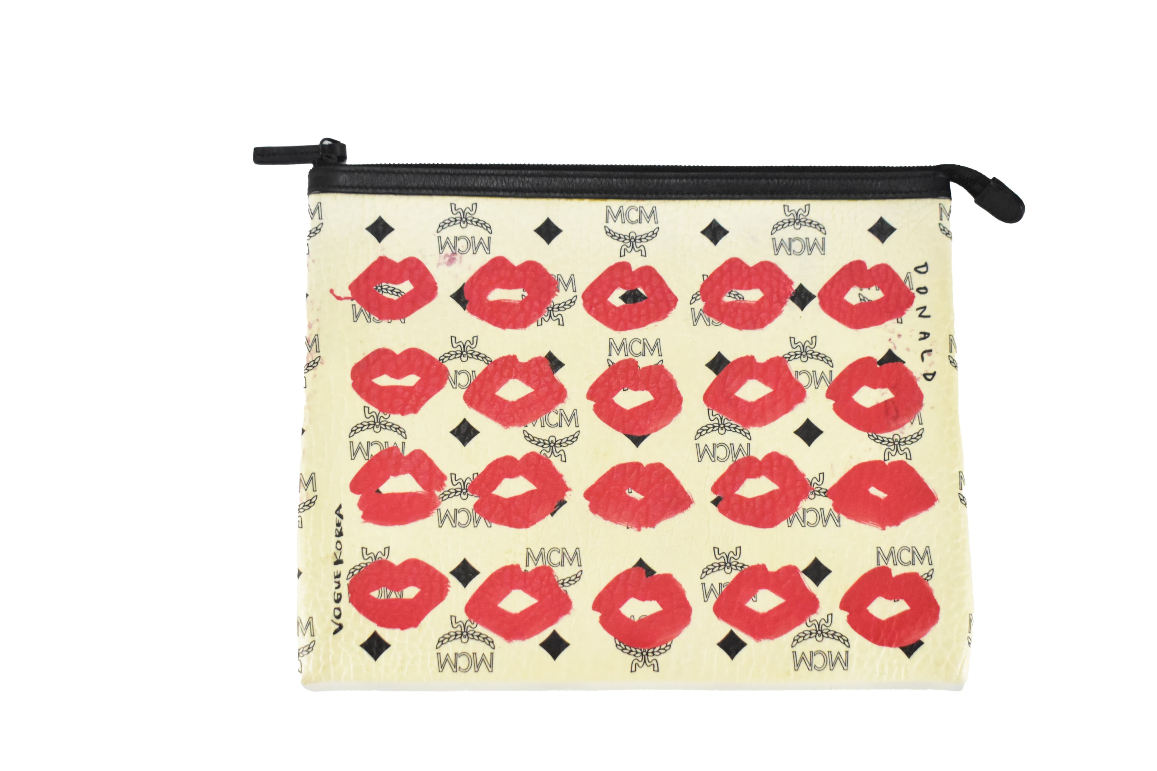 ✅MCM CLUTCH TASCHE vintmarket.de HANDTASCHE SCHWARZ WEIß 4028