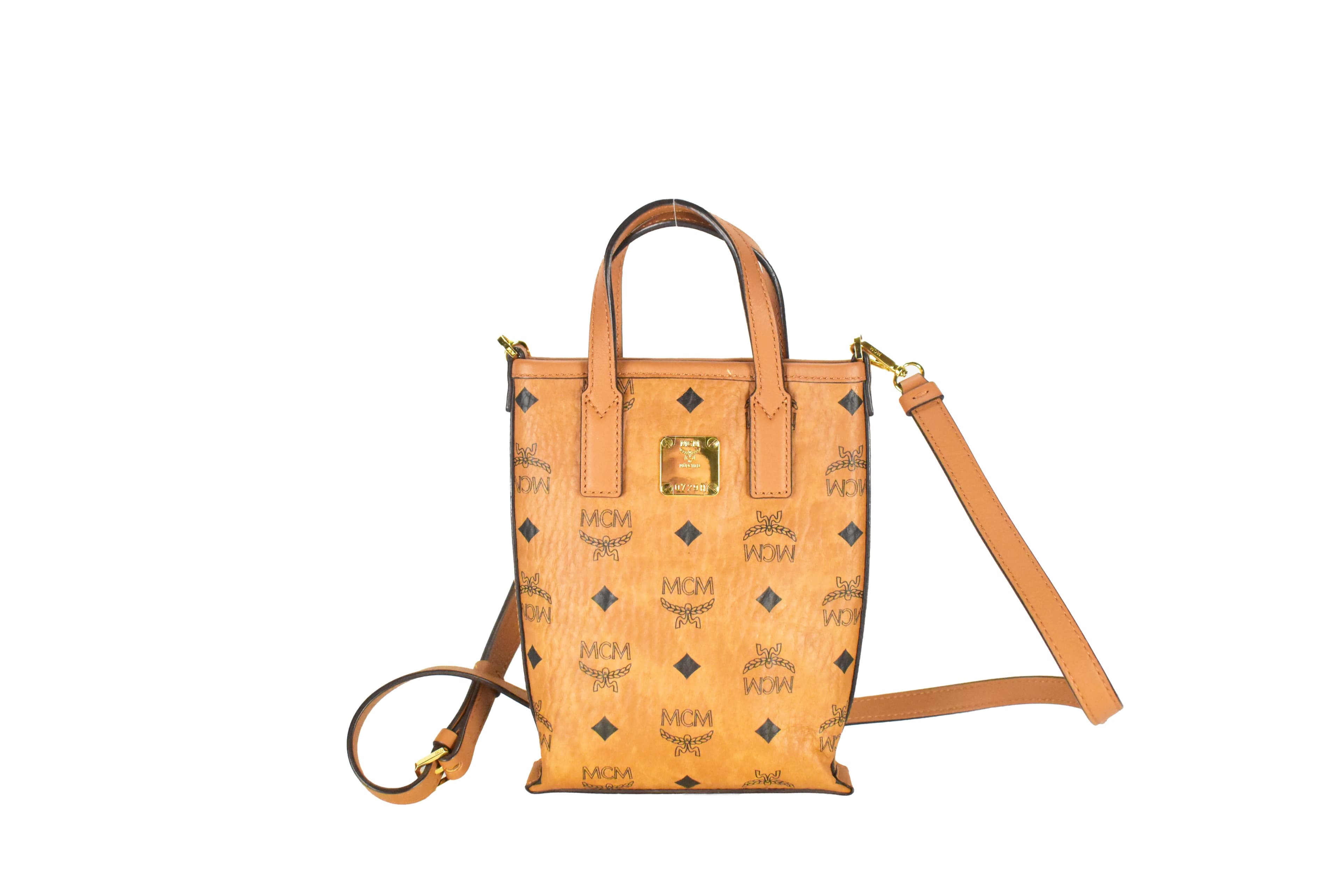 MCM SCHULTERTASCHE CROSSBODY vintmarket.de LEDER COGNAC 4055