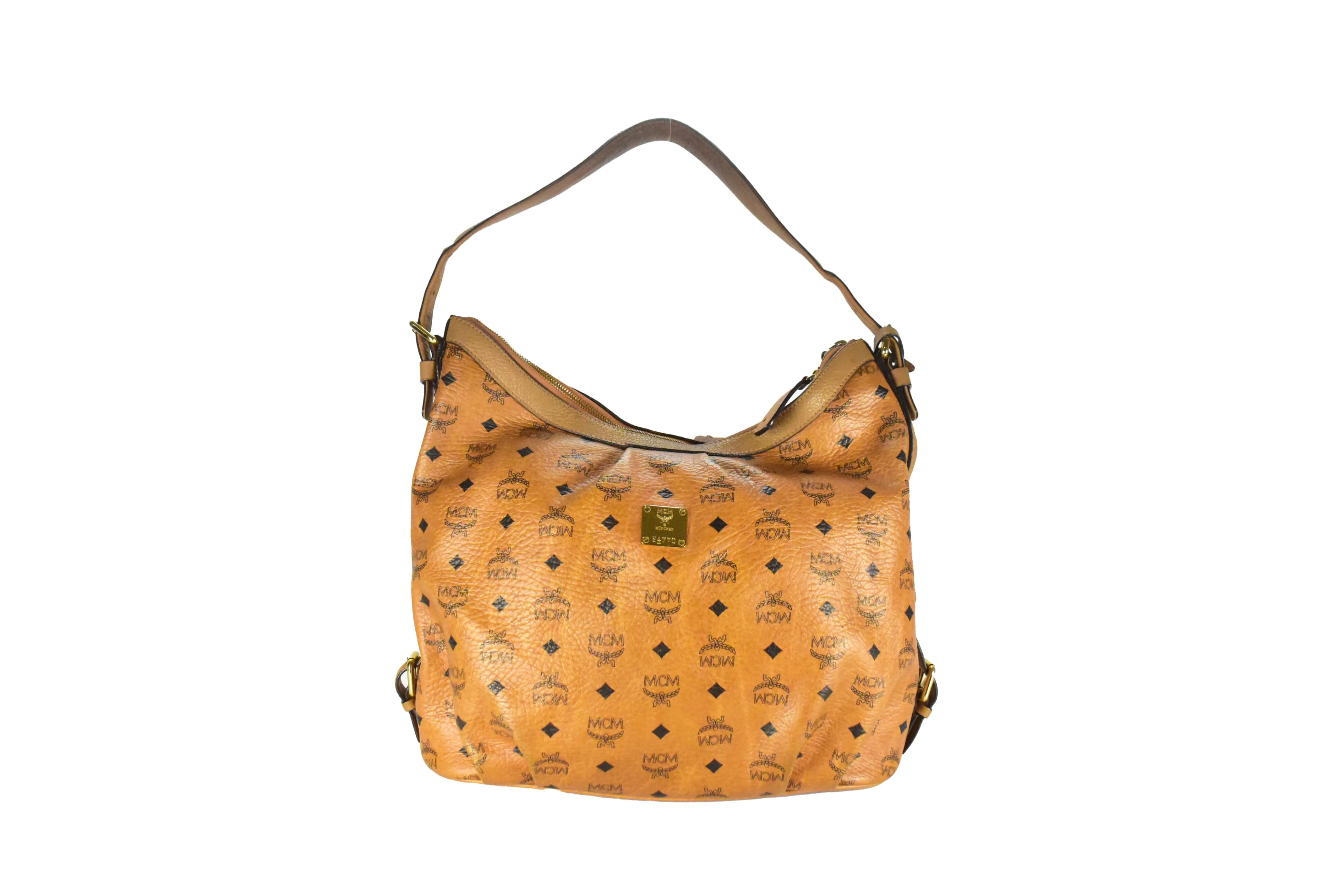 MCM SCHULTERTASCHE GROß vintmarket.de HANDTASCHE HOBO COGNAC 4070