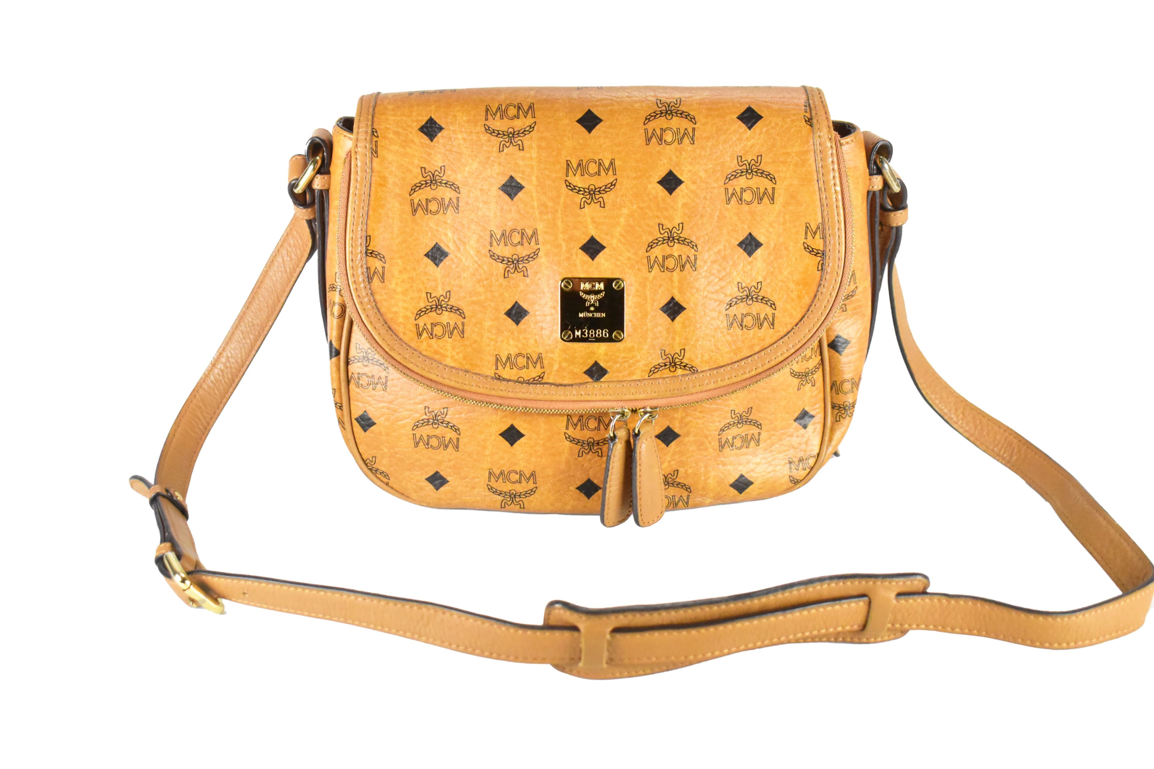 MCM CROSSBODY vintmarket.de SATTELTASCHE UMHÄNGETASCHE LEDER 4198