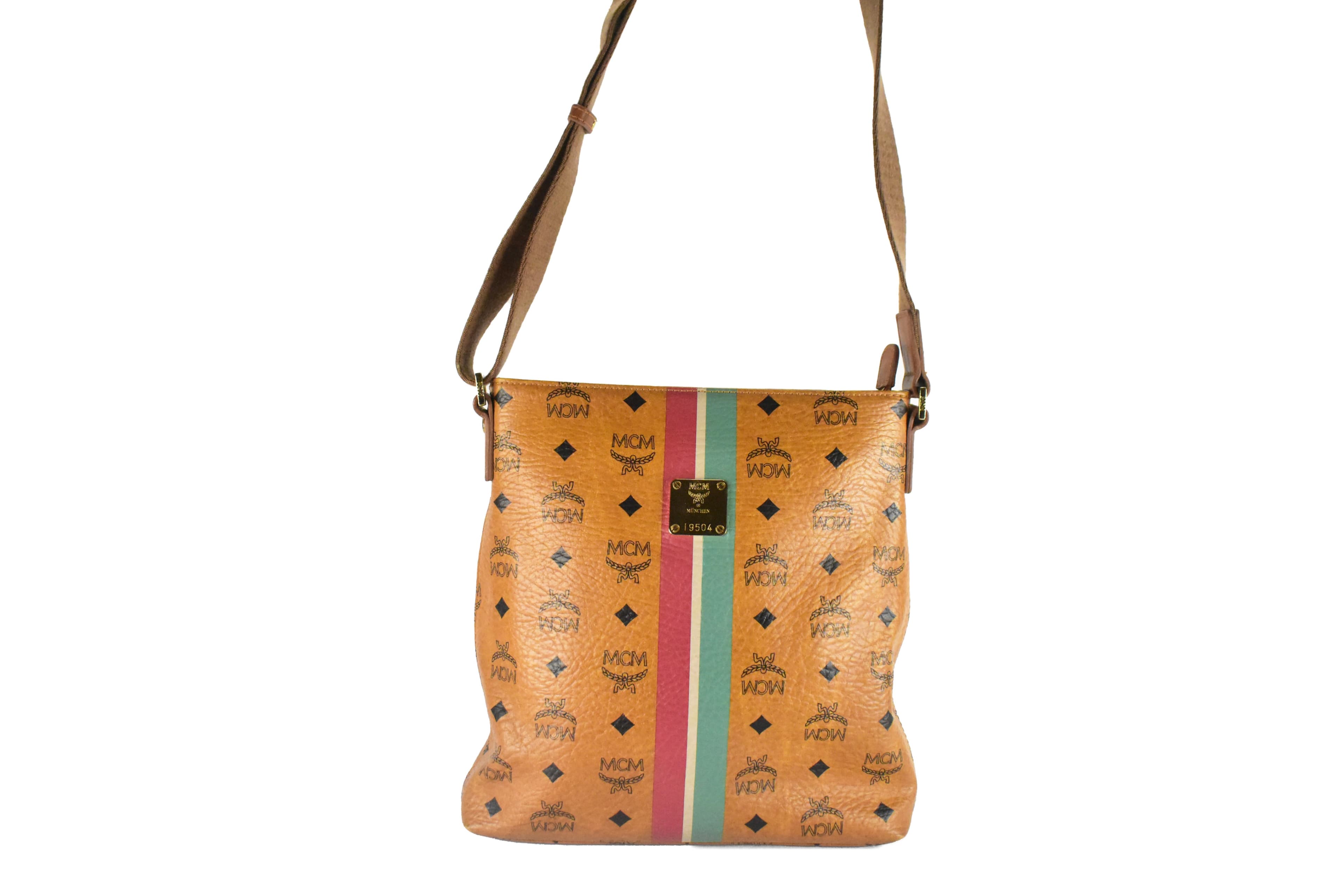 ✅MCM MESSENGER vintmarket.de UMHÄNGETASCHE COGNAC 4202