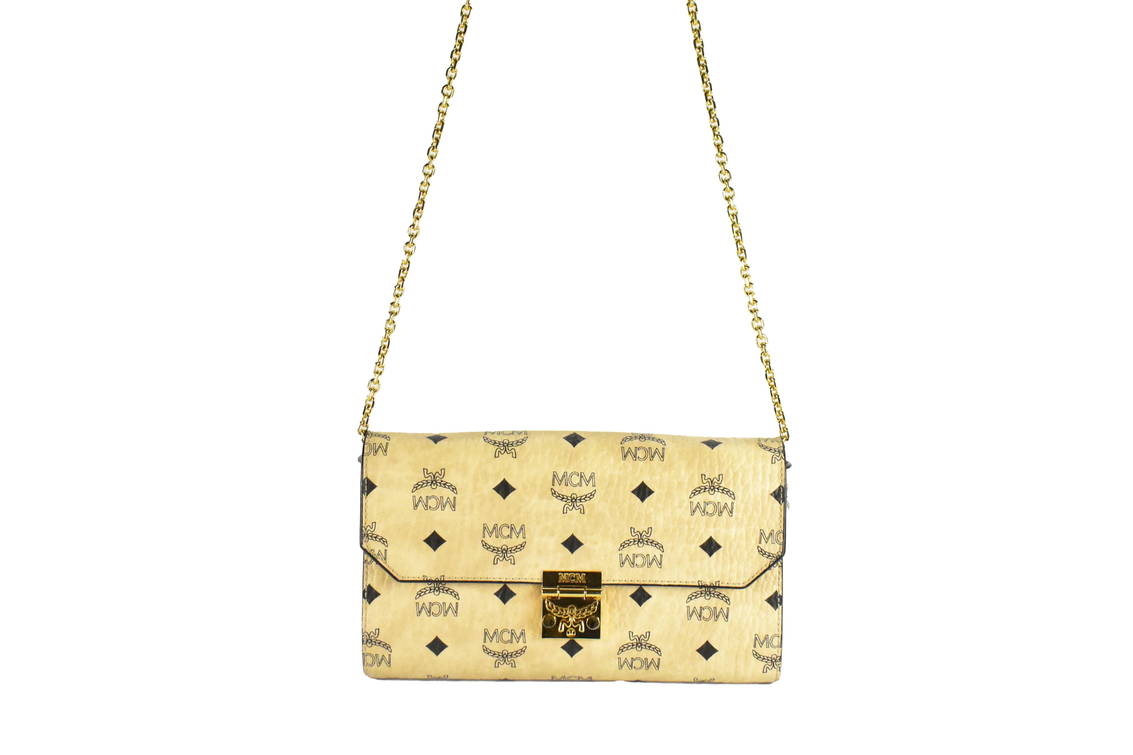 MCM SCHULTERTASCHE vintmarket.de Modell: Millie BEIGE LEDER 4213