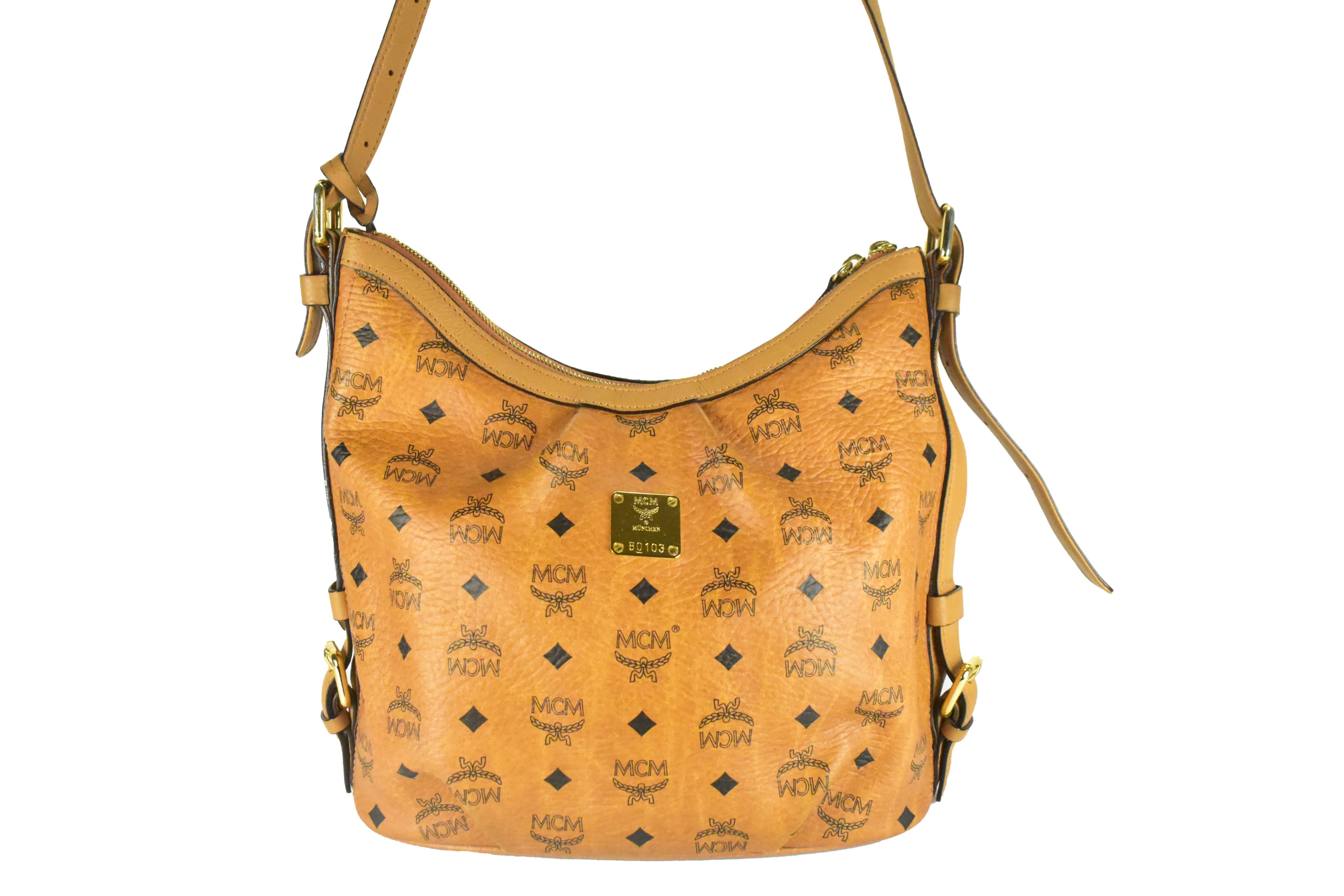 MCM UMHÄNGETASCHE vintmarket.de CROSSBODY KLEIN HOBO COGNAC 4228