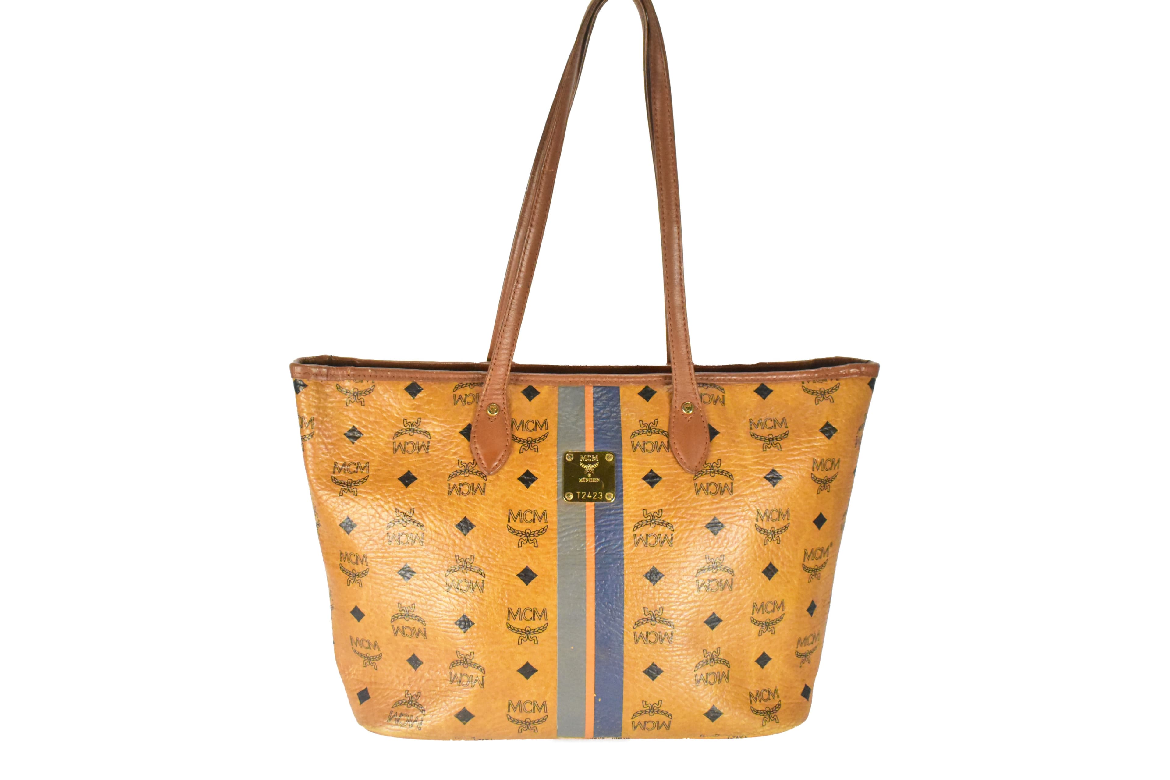 ✅MCM SCHULTERTASCHE KLEIN vintmarket.de SHOPPER COGNAC LEDER 4236