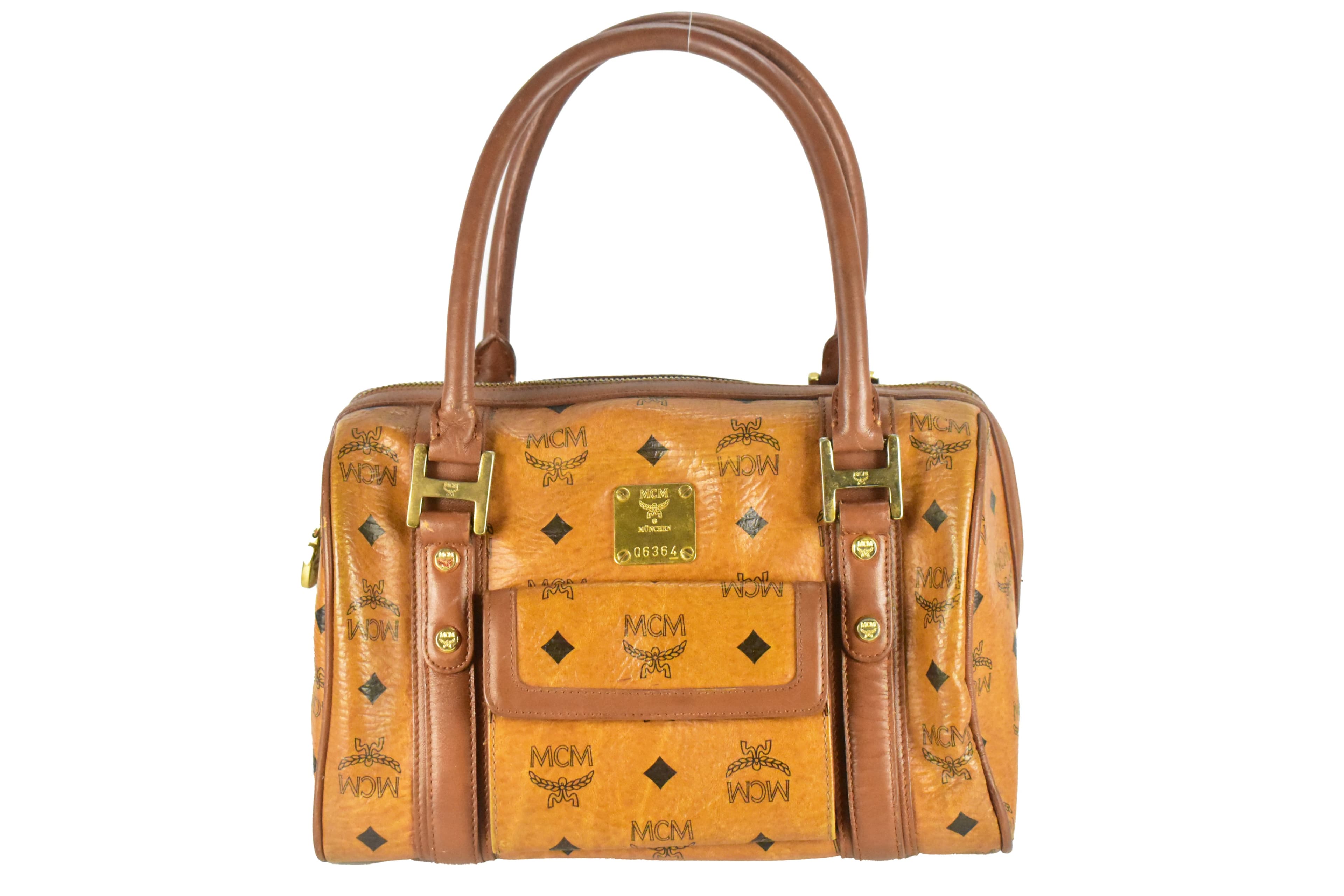 MCM TASCHE vintmarket.de HANDTASCHE BOSTON LEDER COGNAC 4249