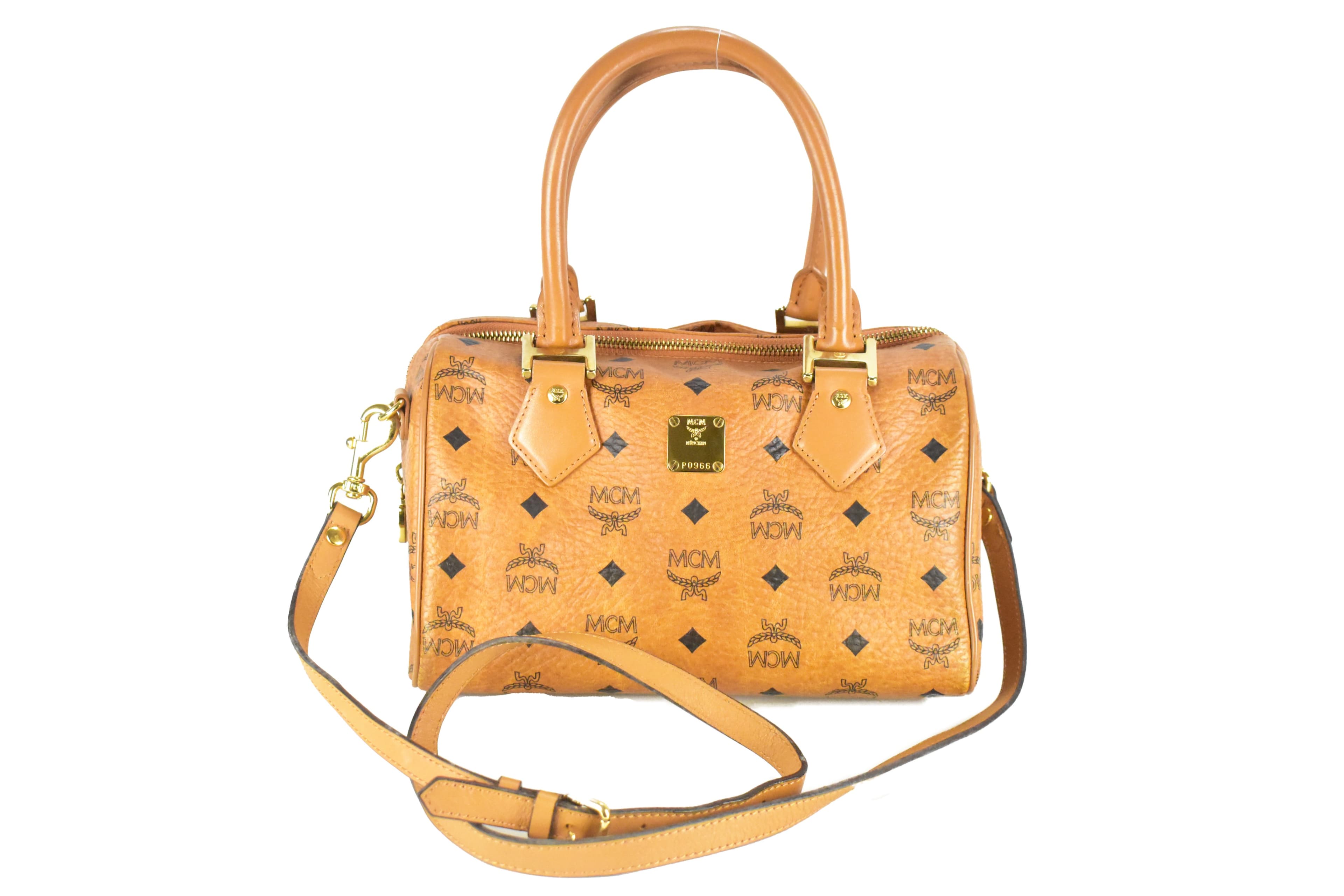 ✅MCM TASCHE UMHÄNGETASCHE vintmarket.de BOSTON LEDER COGNAC 4256