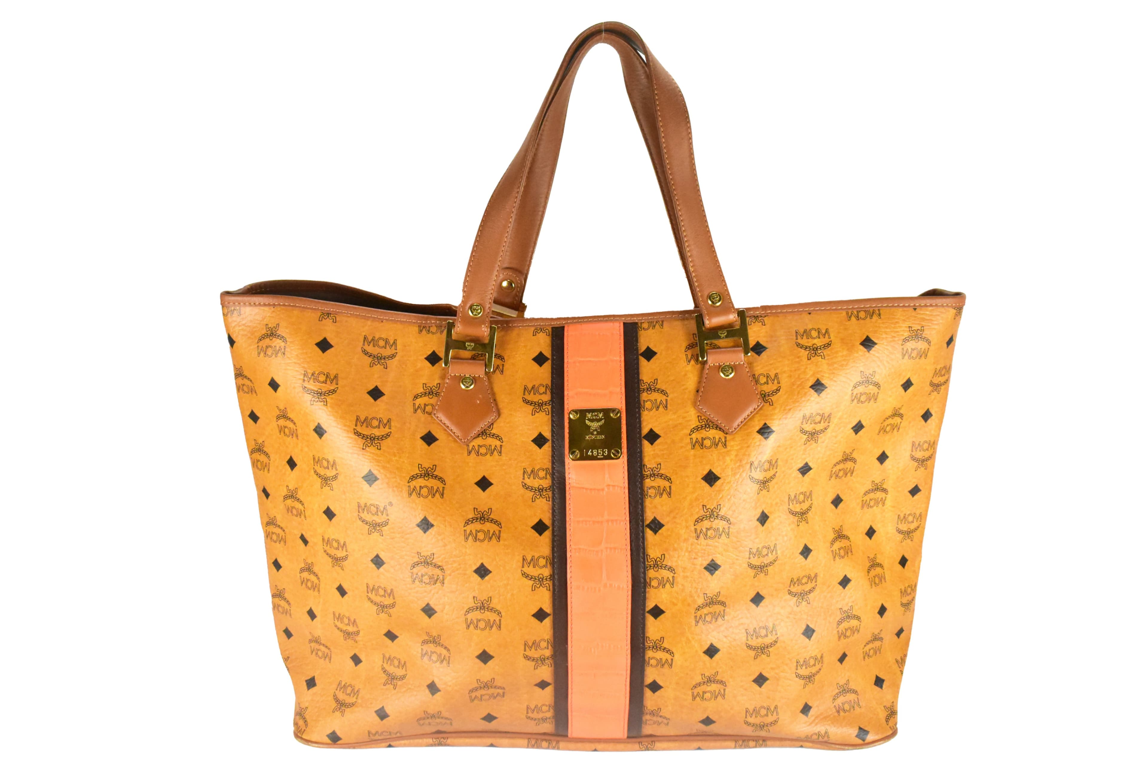 ✅MCM XXL SHOPPER LARGE vintmarket.de REISETASCHE COGNAC ROT 4271