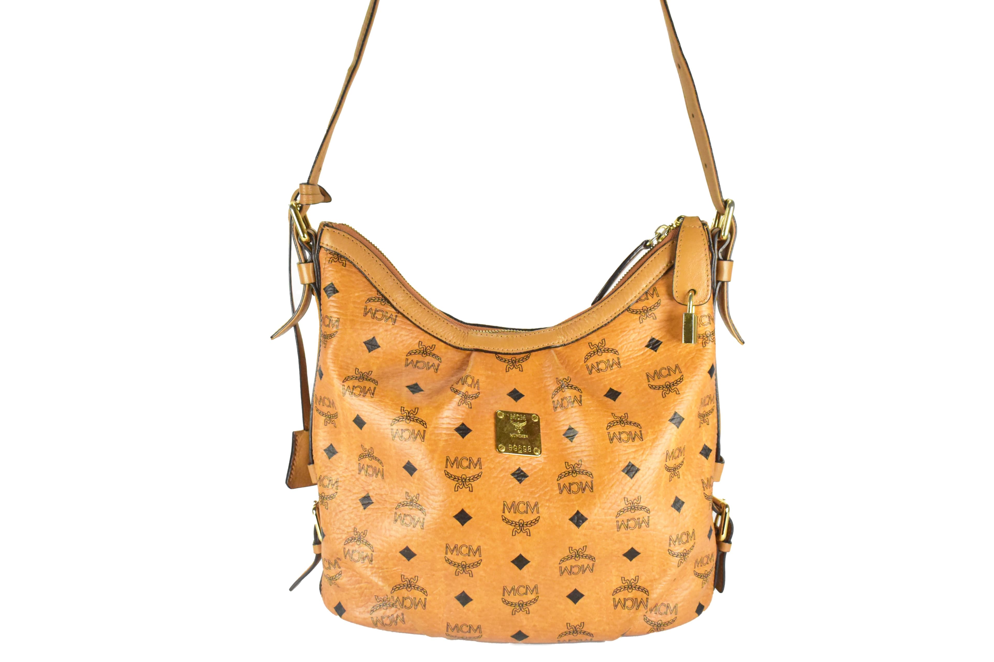 MCM UMHÄNGETASCHE vintmarket.de CROSSBODY KLEIN HOBO COGNAC 4276