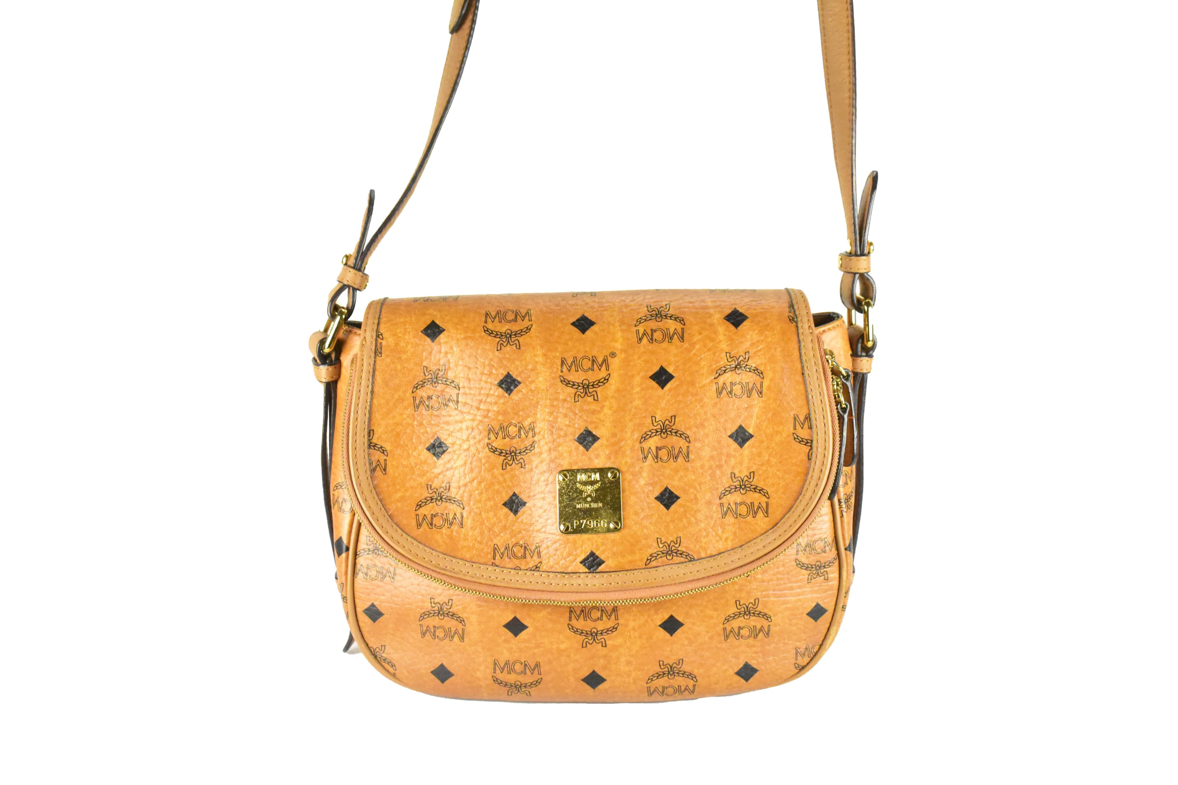MCM CROSSBODY vintmarket.de SATTELTASCHE UMHÄNGETASCHE LEDER 4279