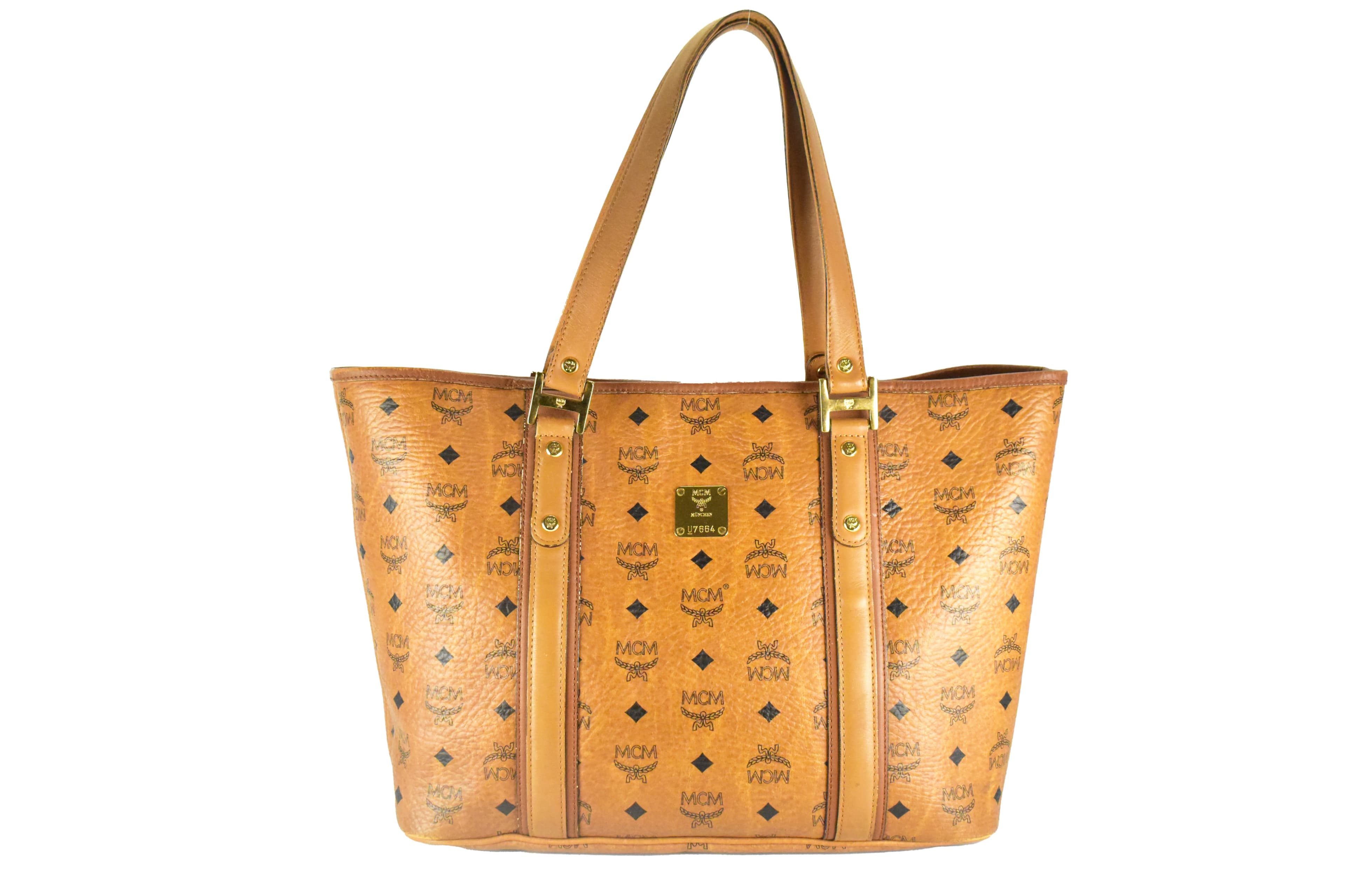 MCM SHOPPER MEDIUM vintmarket.de VISETOS TASCHE COGNAC GOLD 4297