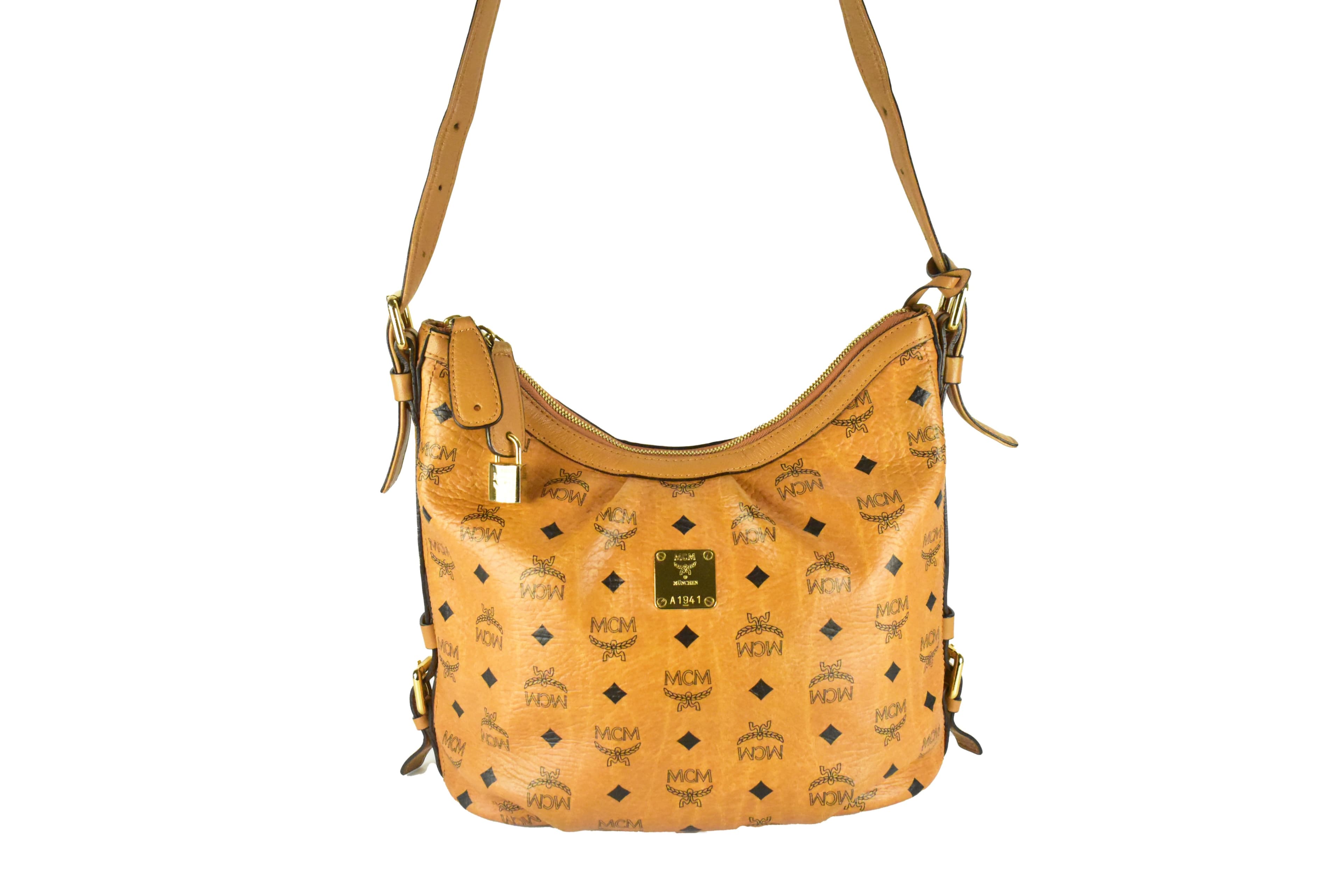 MCM UMHÄNGETASCHE vintmarket.de CROSSBODY KLEIN HOBO COGNAC 4299
