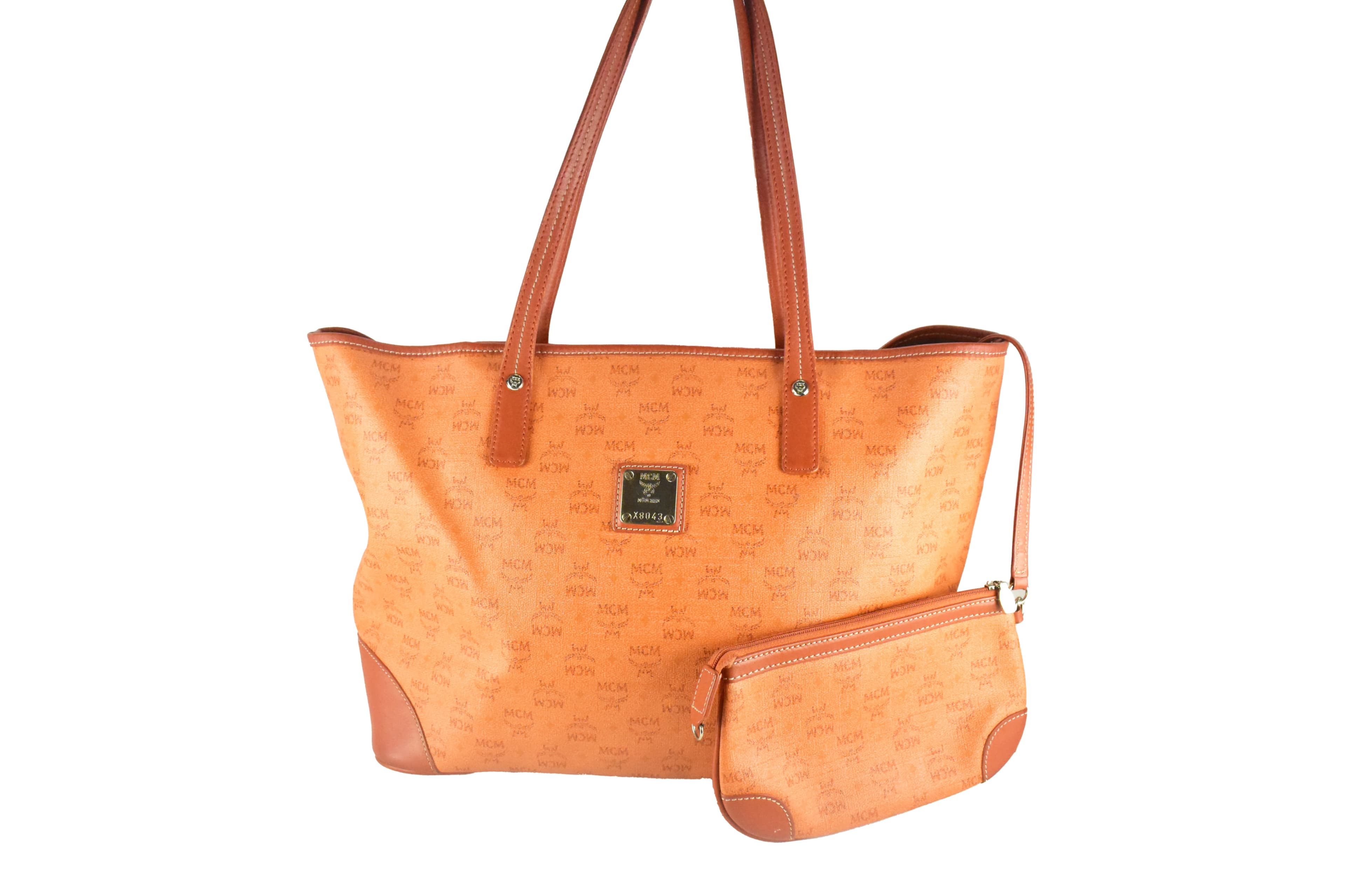 ✅MCM SCHULTERTASCHE vintmarket.de SHOPPER POCHETTE ORANGE 4303