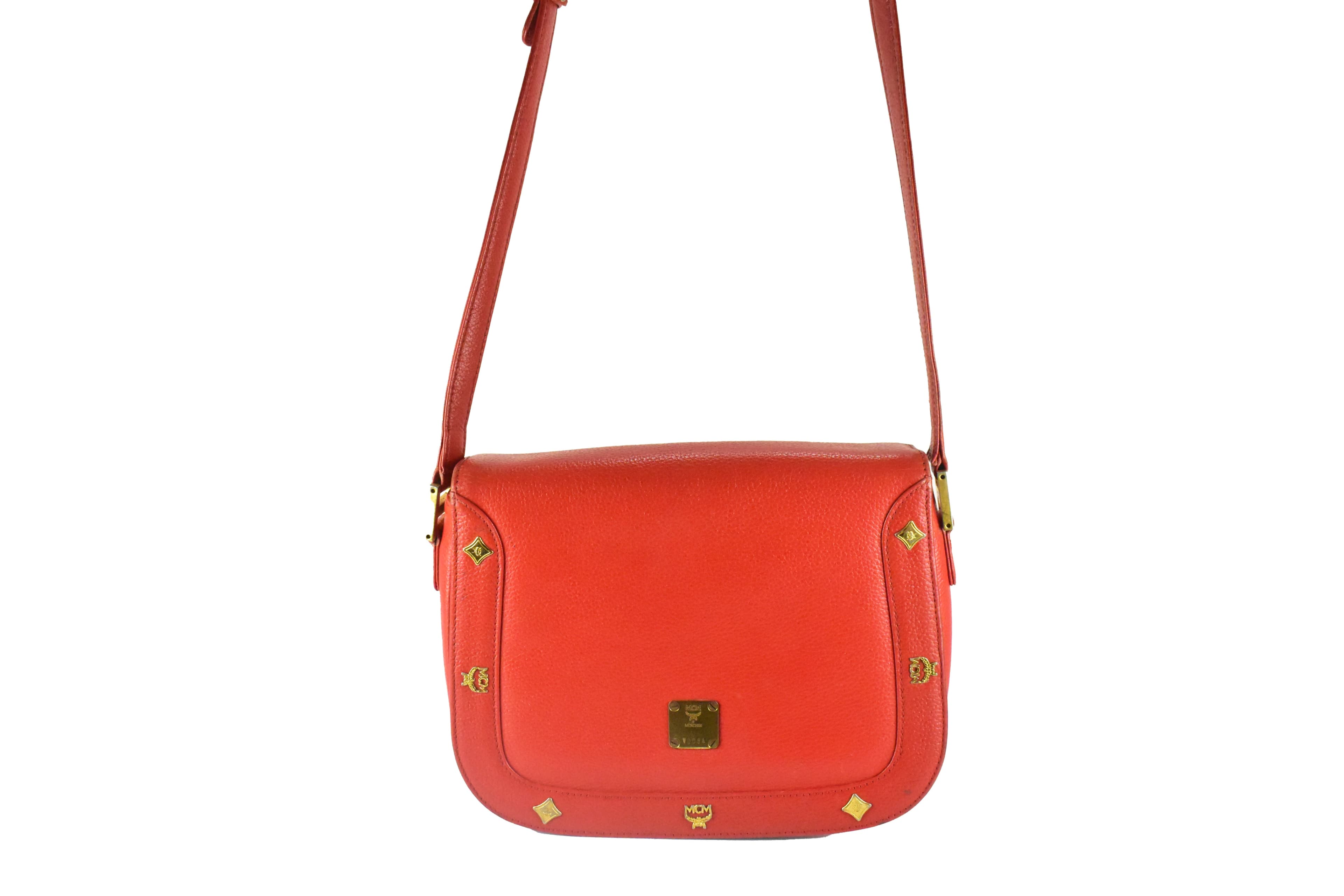 ✅MCM SCHULTERTASCHE vintmarket-de LEDERTASCHE CROSSBODY ROT 4311
