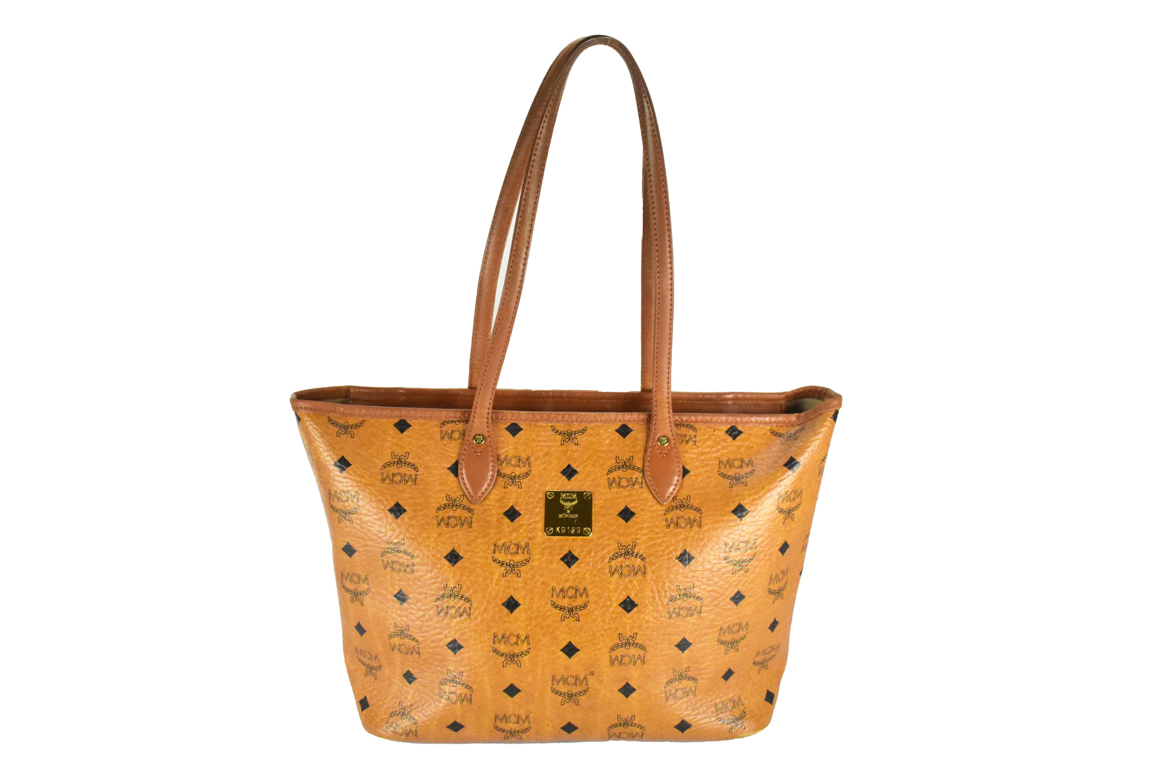MCM TASCHE SCHULTERTASCHE vintmarket.de SHOPPER KLEIN COGNAC 4339