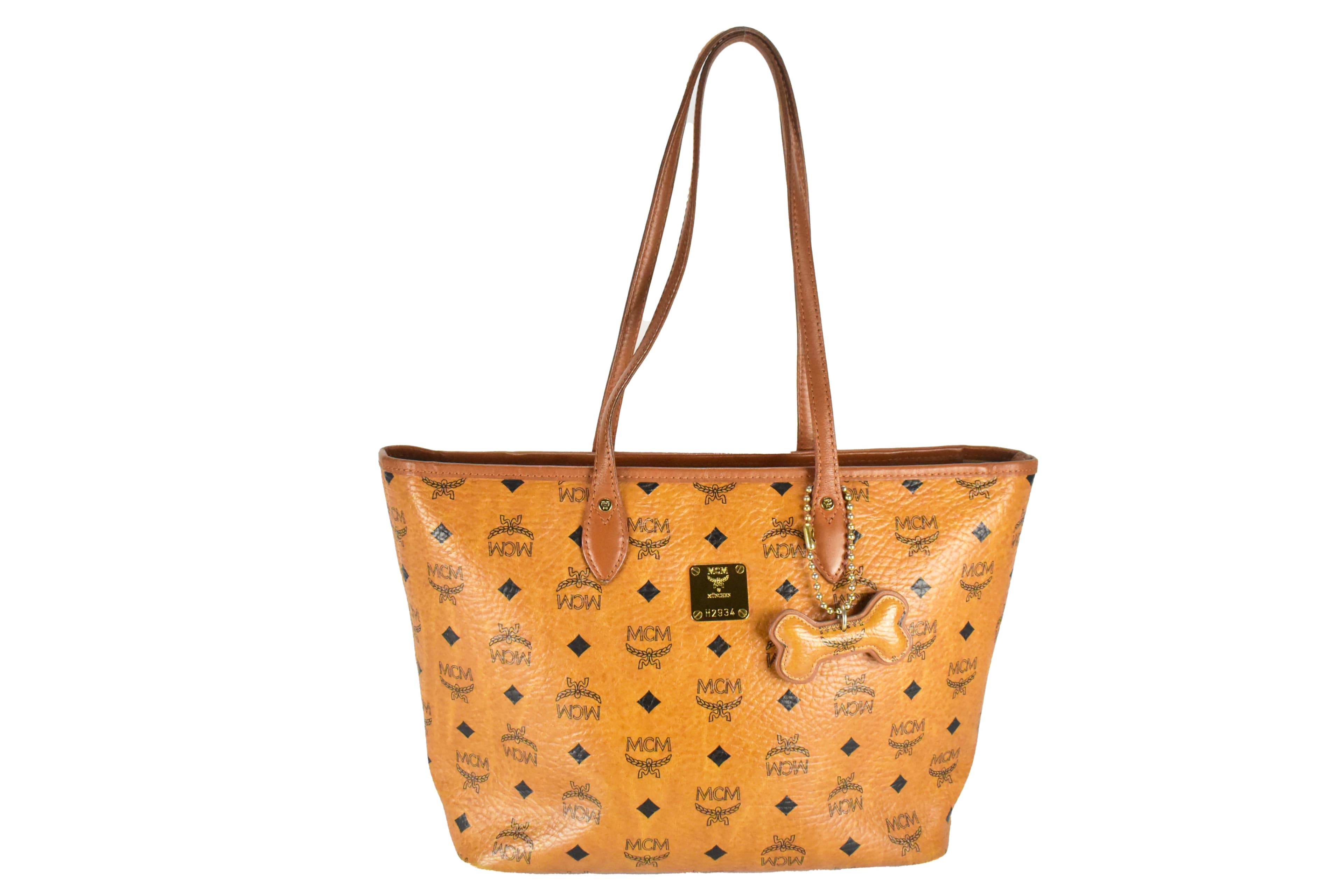 MCM TASCHE SCHULTERTASCHE vintmarket.de SHOPPER KLEIN COGNAC 4340