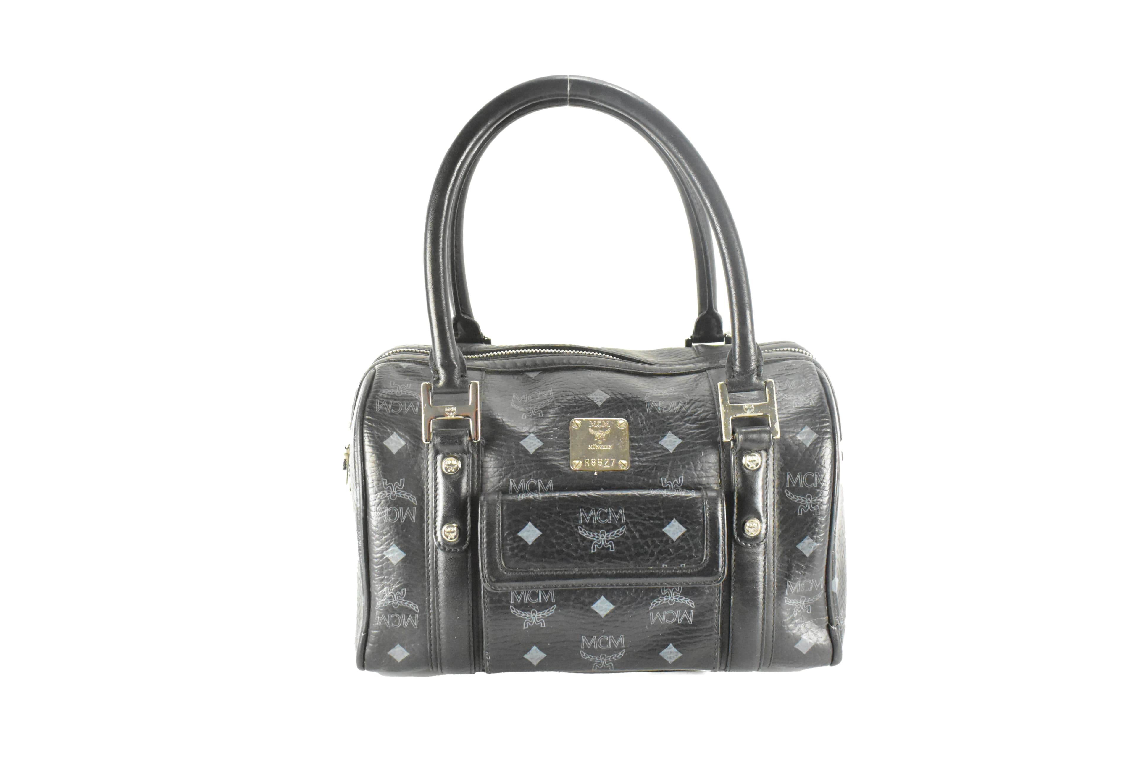 MCM HANDTASCHE vintmarket.de BOSTON LEDERTASCHE SCHWARZ 4358
