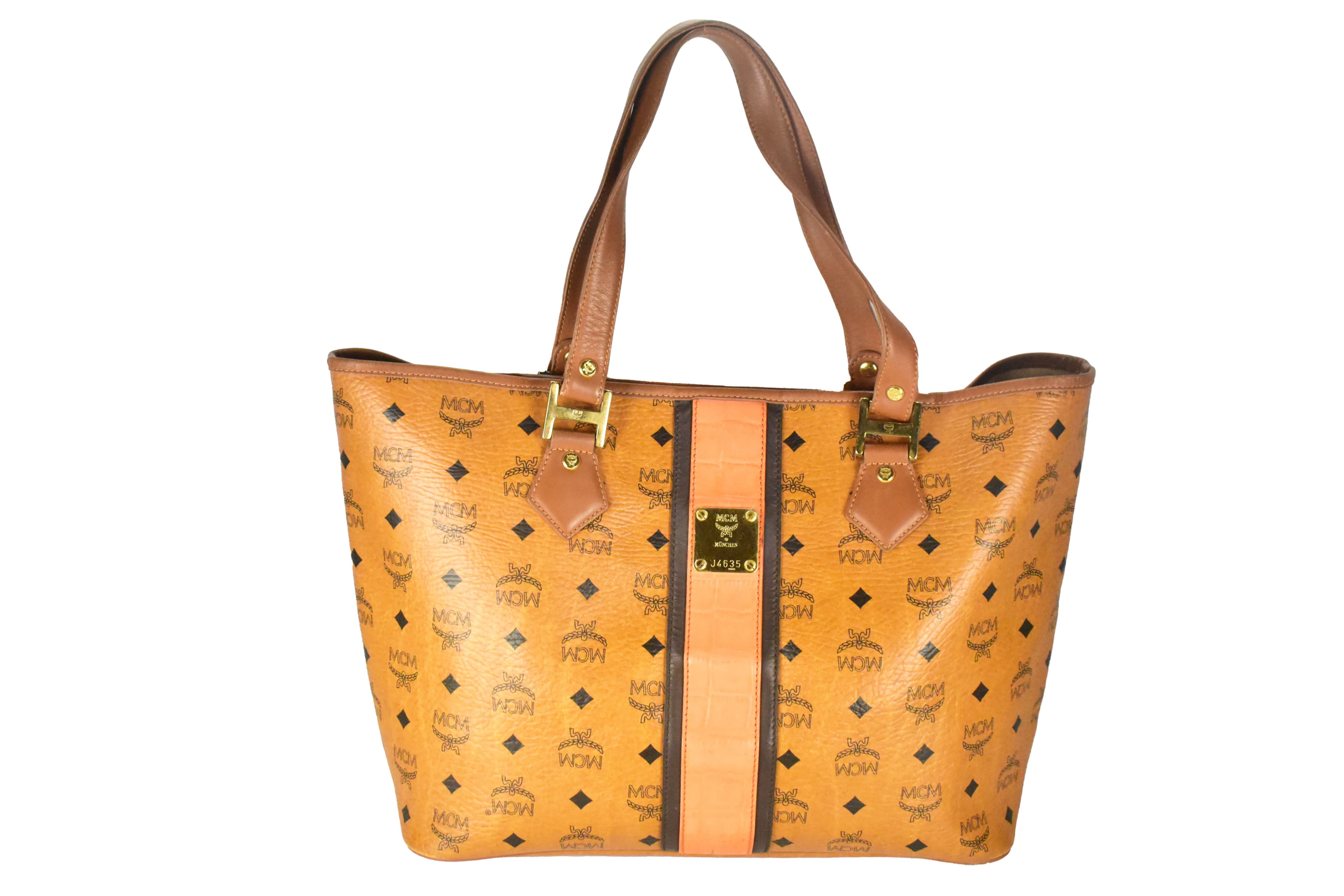 ✅ MCM SHOPPER MEDIUM vintmarket.de SCHULTERTASCHE COGNAC ROT 4377