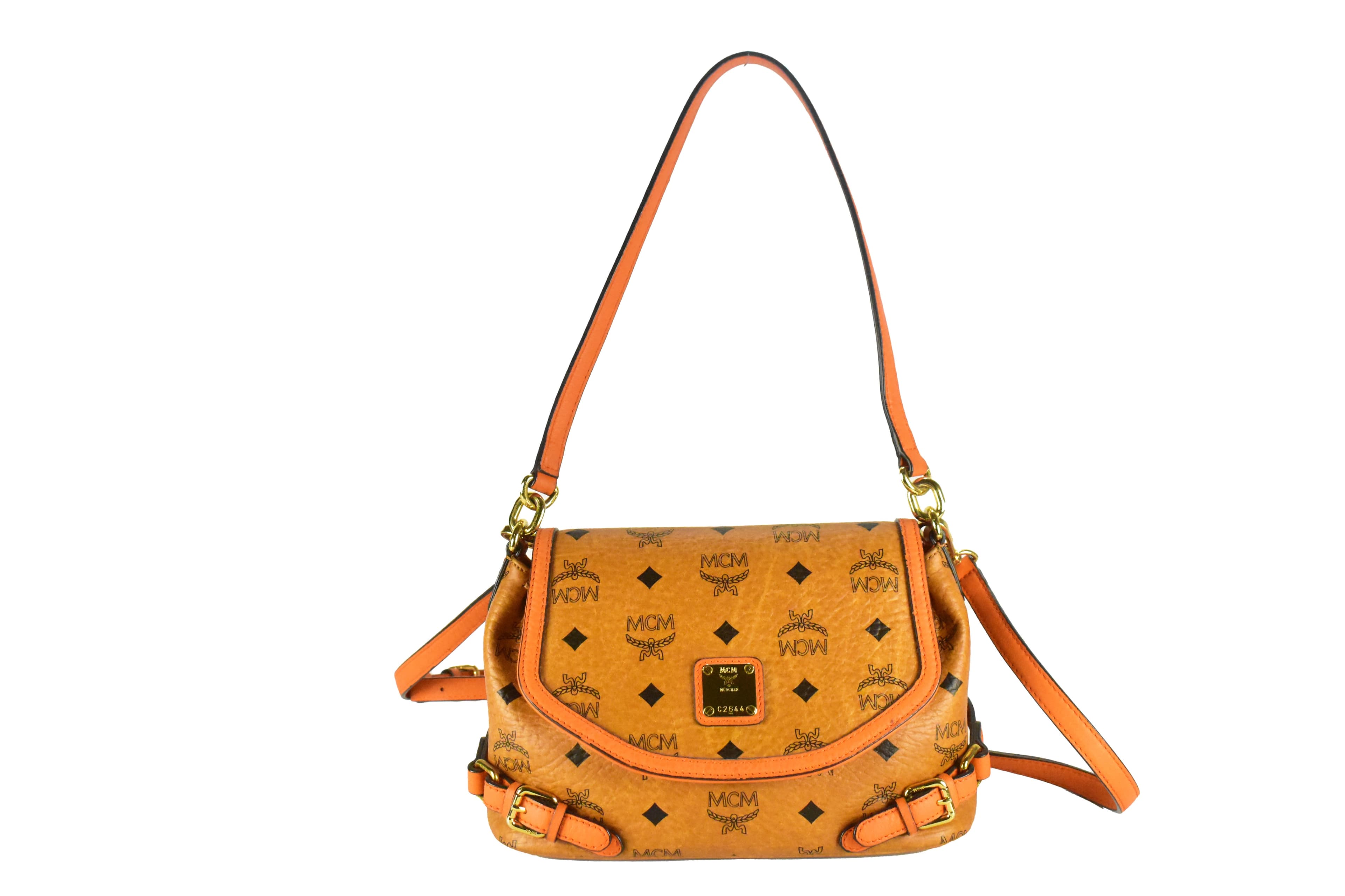 ✅MCM SCHULTERTASCHE MEDIUM vintmarket-de SATTELTASCHE COGNAC 4391