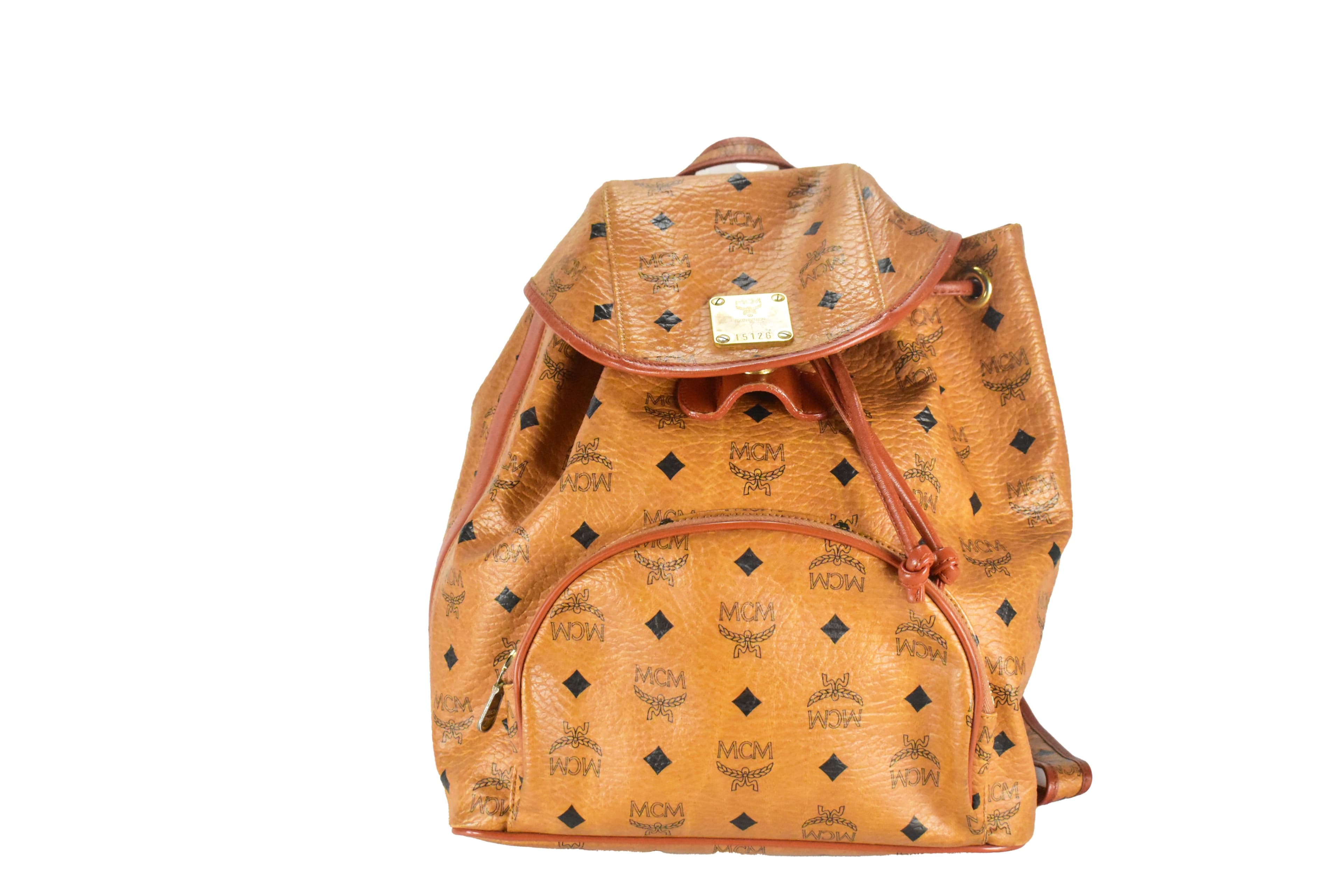 ✅MCM RUCKSACK TASCHE LEDERTASCHE vintmarket.de LEDER COGNAC 4397