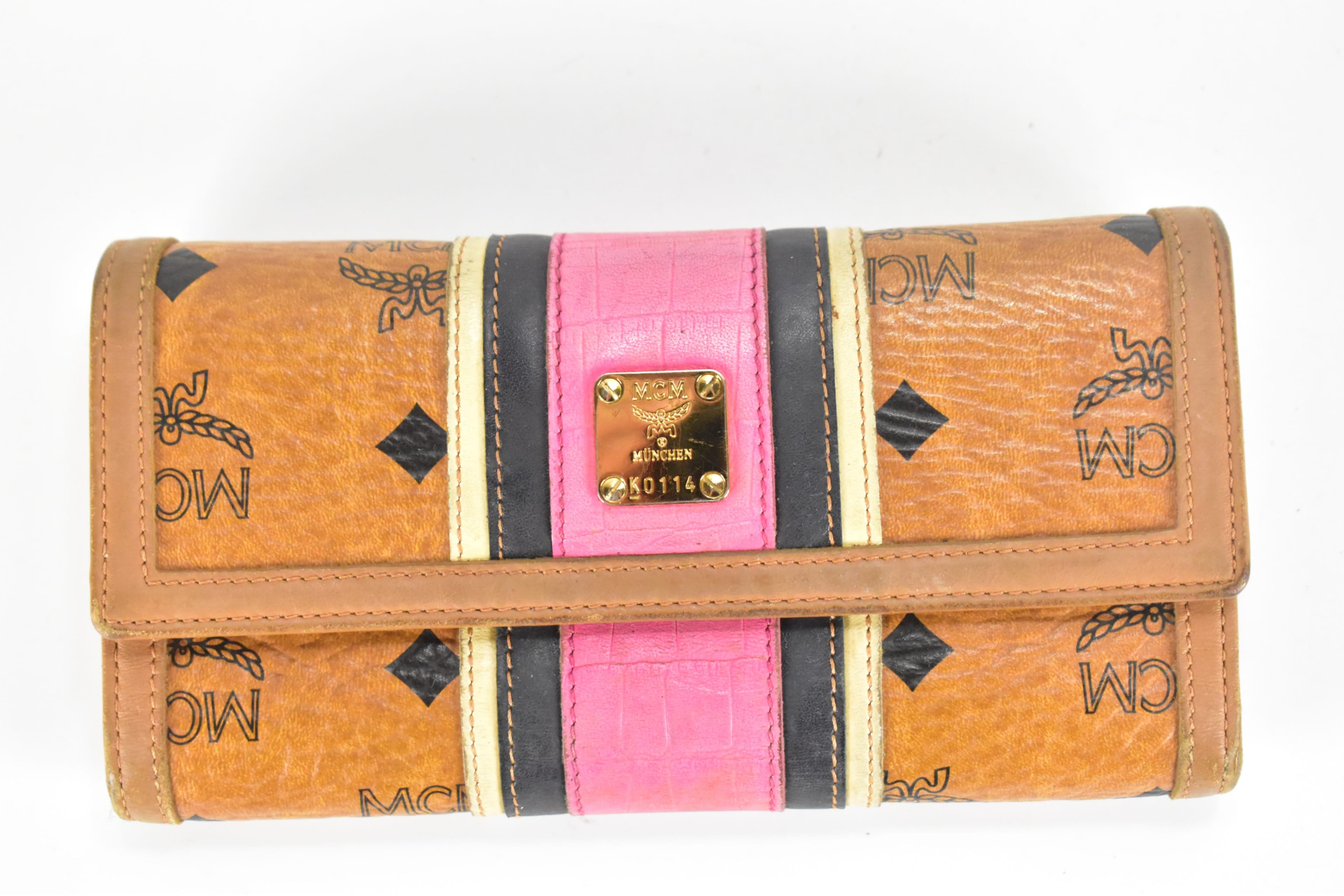 MCM vintmarket.de GELDBEUTEL PORTMONEE GELDBÖRSE COGNAC ROSA 4439