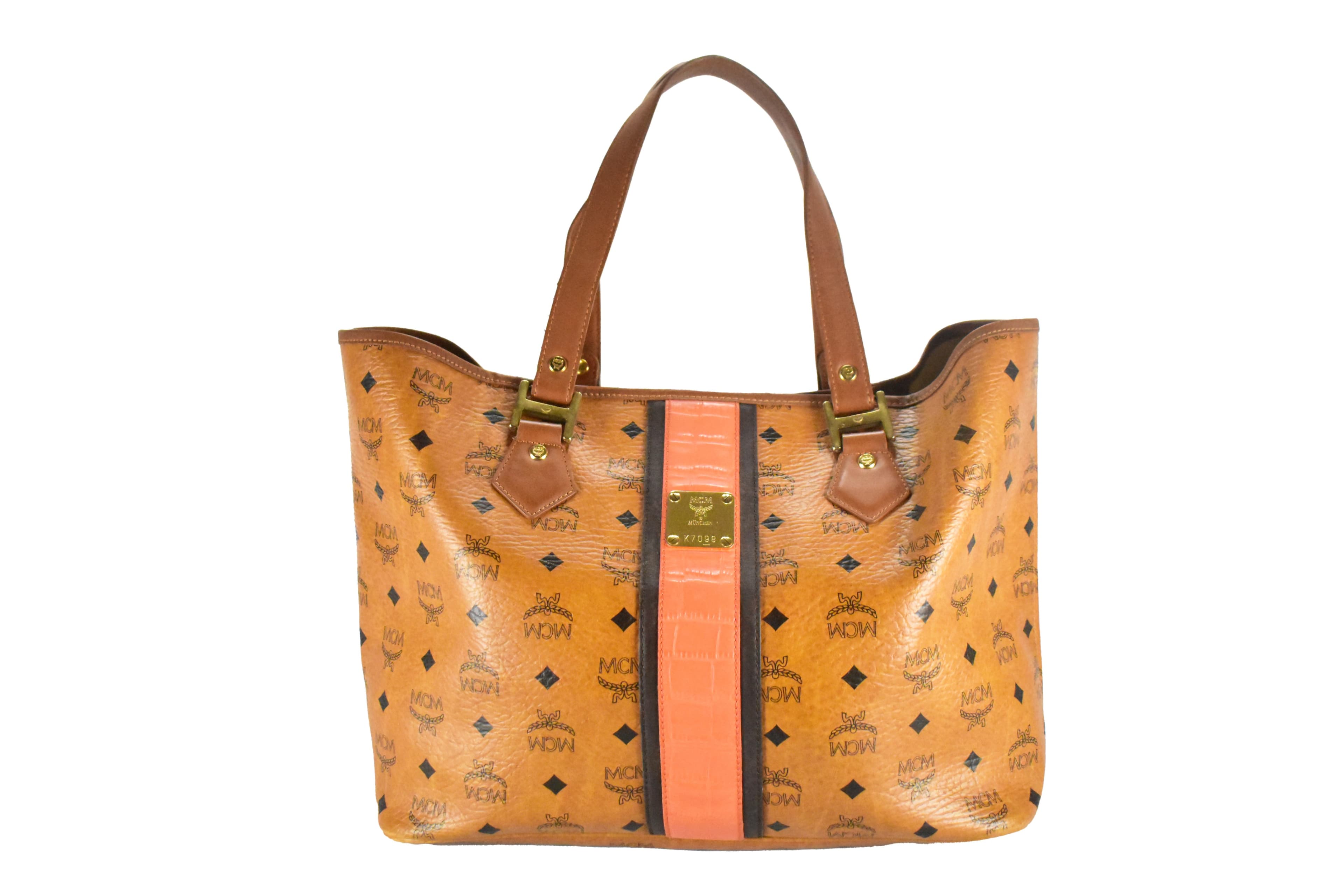 ✅ MCM SHOPPER MEDIUM vintmarket.de SCHULTERTASCHE COGNAC ROT 4404