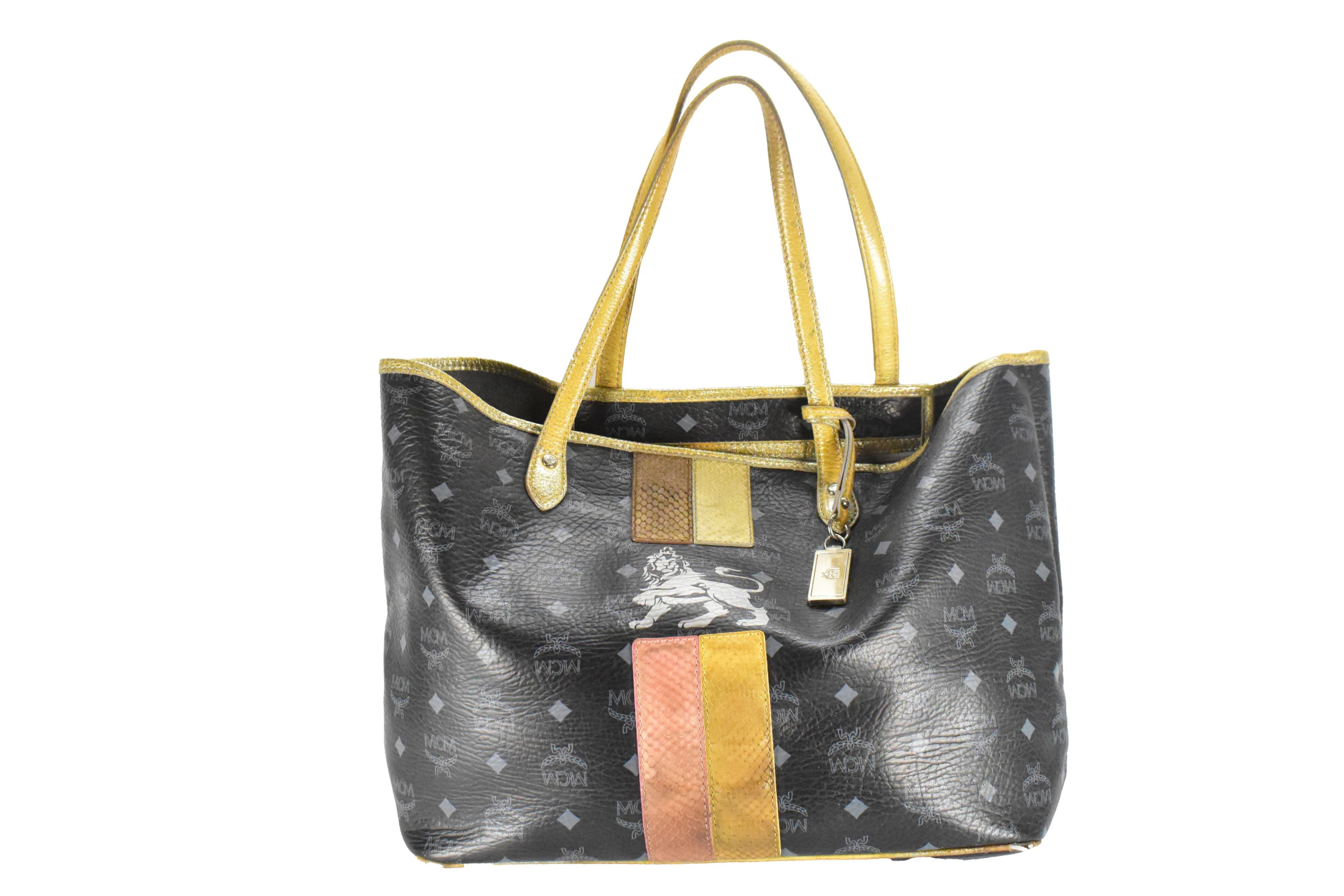 ✅MCM TASCHE SCHULTERTASCHE vintmarket.de SHOPPER SCHWARZ 4407